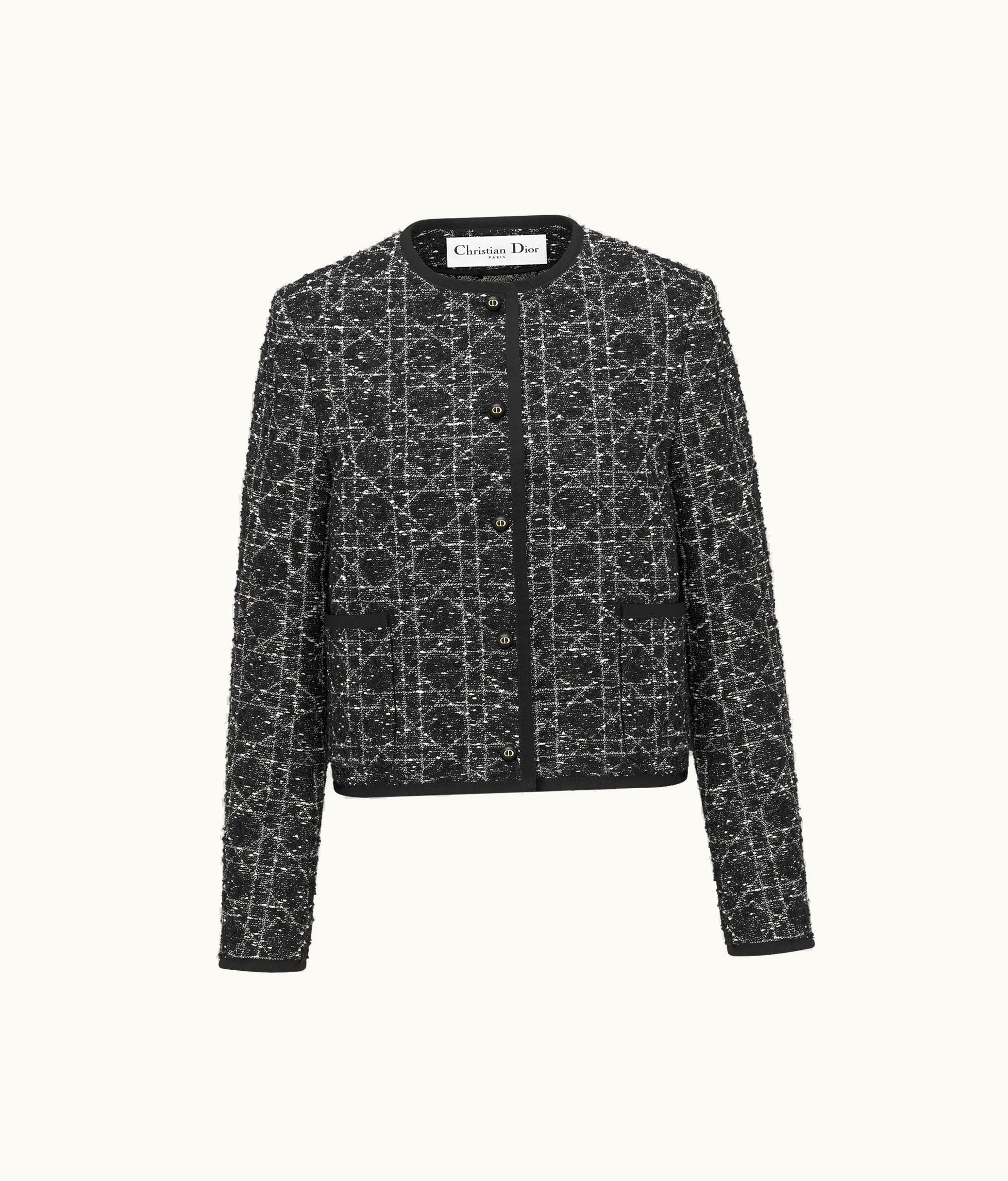 Dior Dior Macrocannage Cropped Jacket - Black And White Technical Cotton Tweed