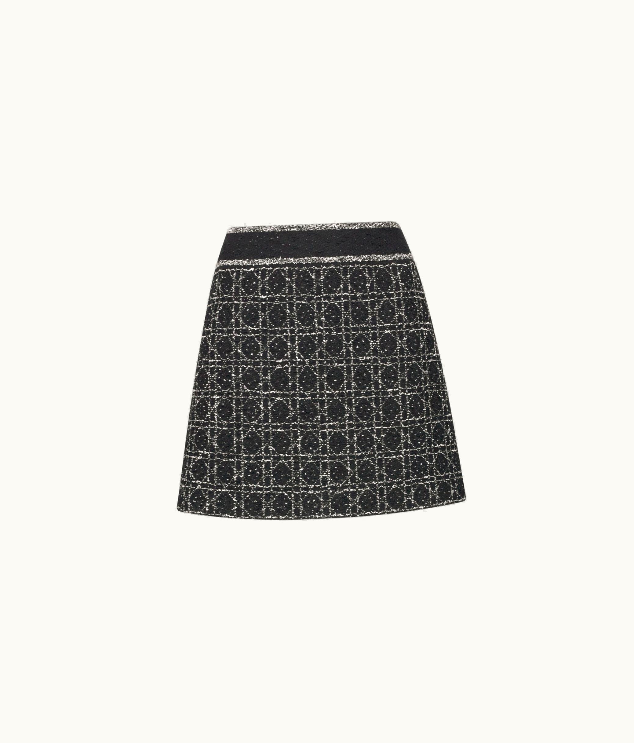 Dior Dior Macrocannage Flared Miniskirt - Black And White Technical Cotton Knit