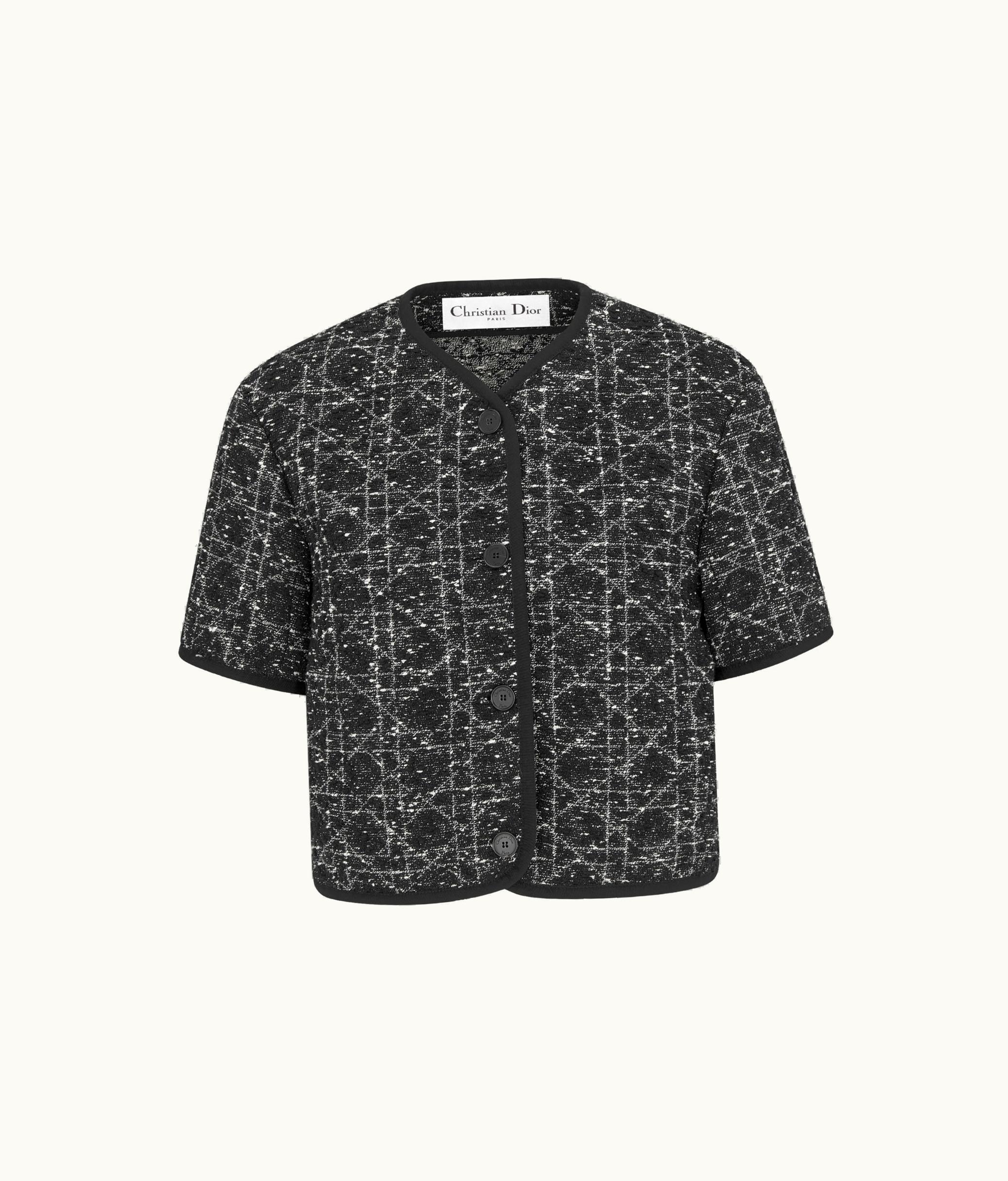 Dior Dior Macrocannage Short-Sleeved Jacket - Black And White Technical Cotton Tweed