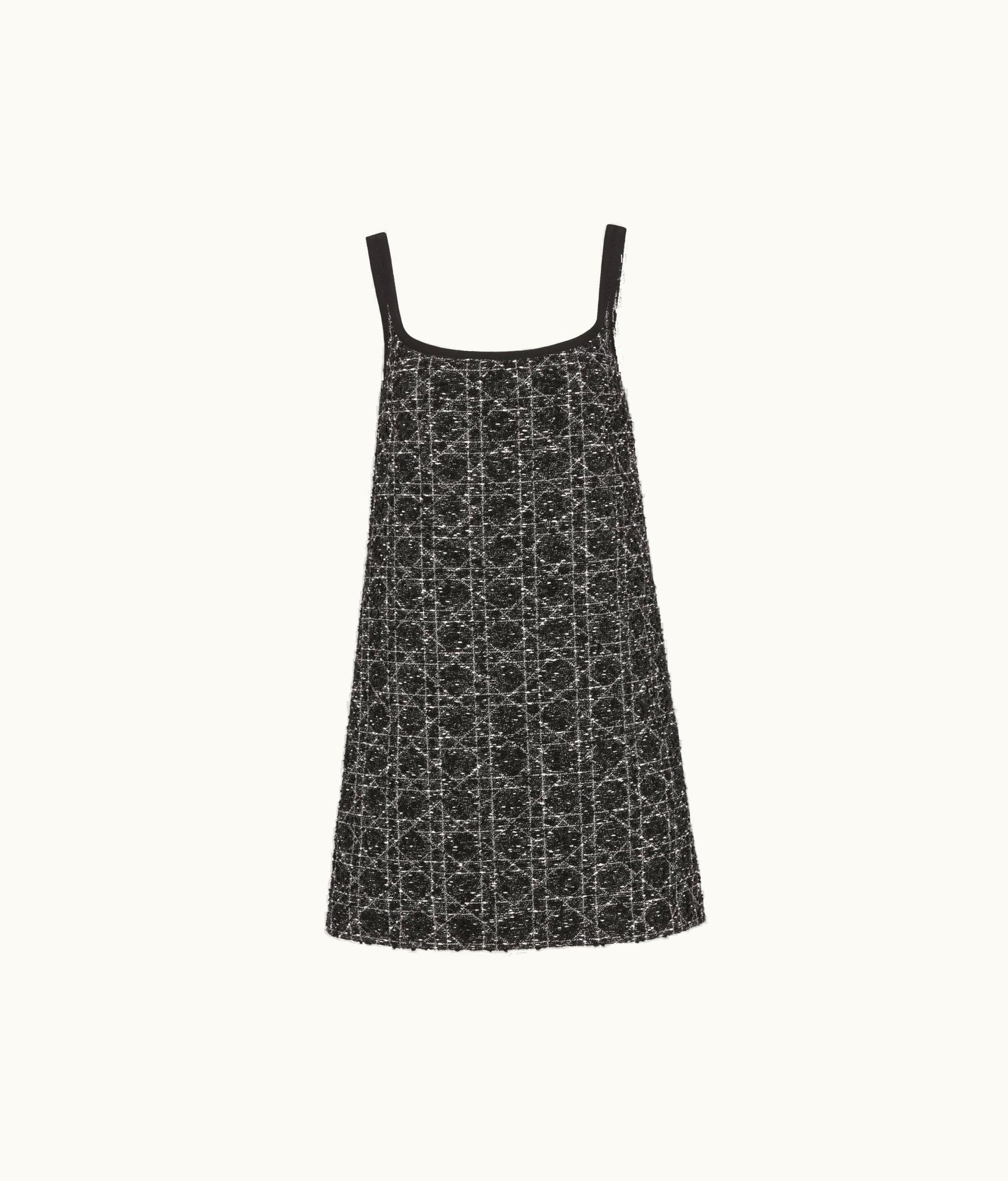 Dior Dior Macrocannage Short Dress - Black And White Technical Cotton Tweed