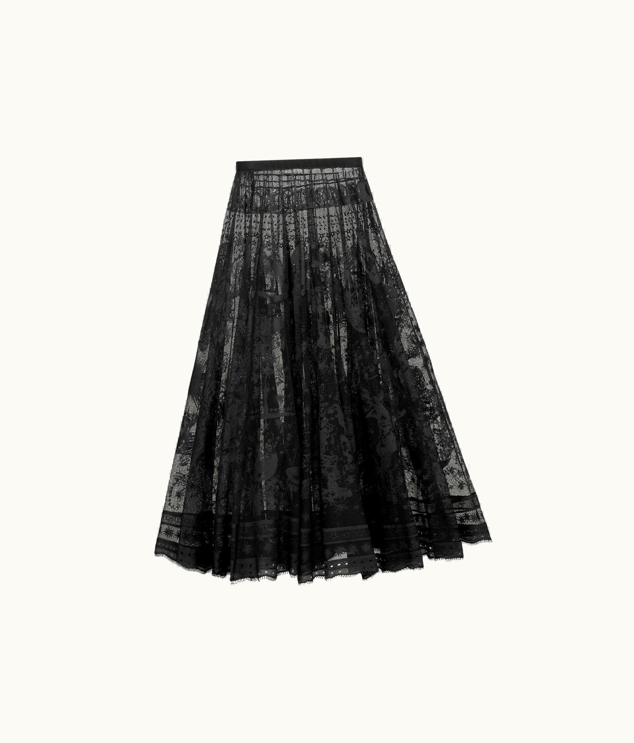 Dior Dior Flared Mid-Length Skirt - Black Technical Cotton Lace