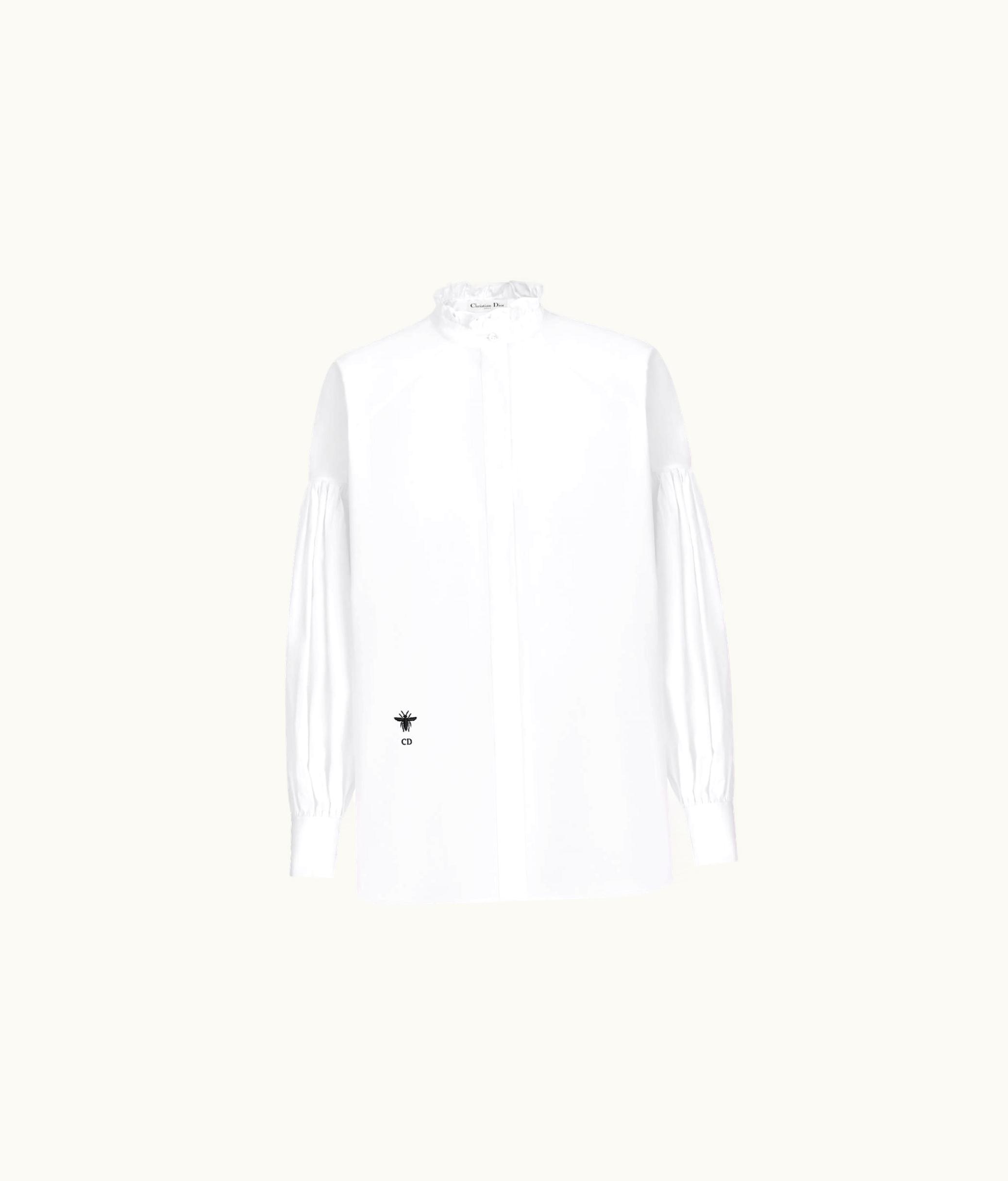 Dior Dior Cruise 2024 White Cotton Poplin Officer Collar Blouse