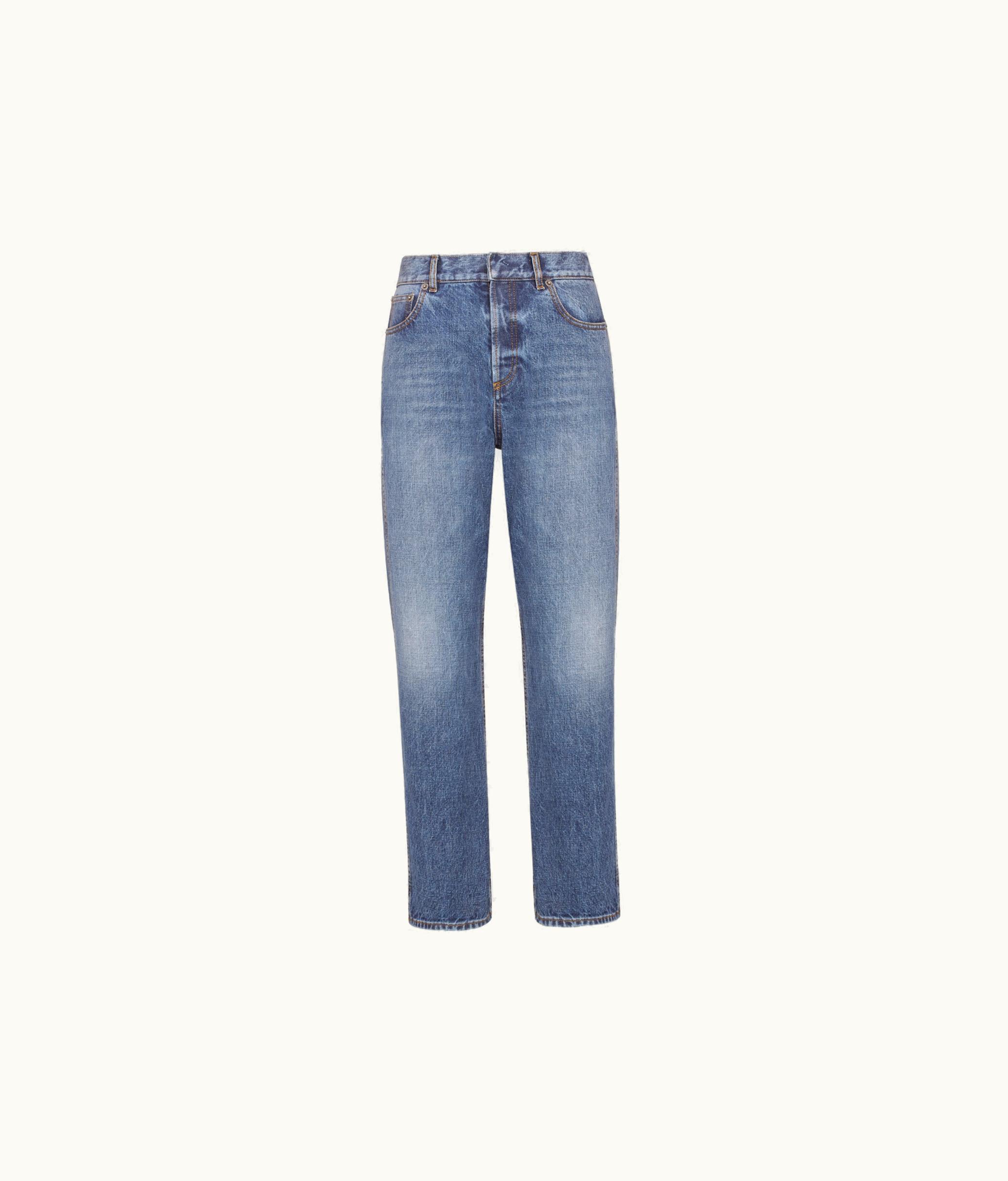 Dior Dior 8 Straight Cropped Jeans, D03 - Blue Stonewashed Cotton Denim