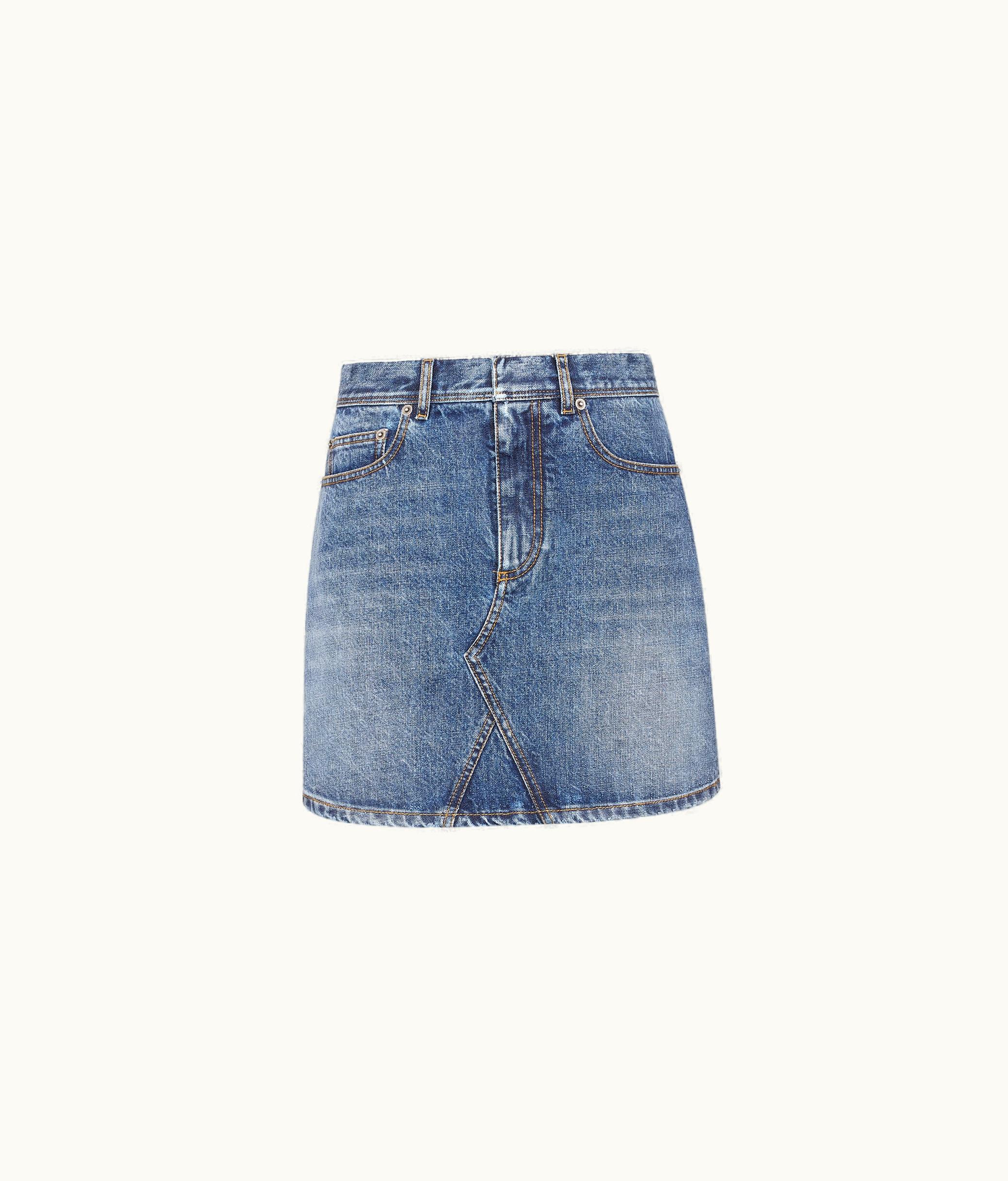 Dior Dior Flared Miniskirt - Blue Stonewashed Cotton Denim