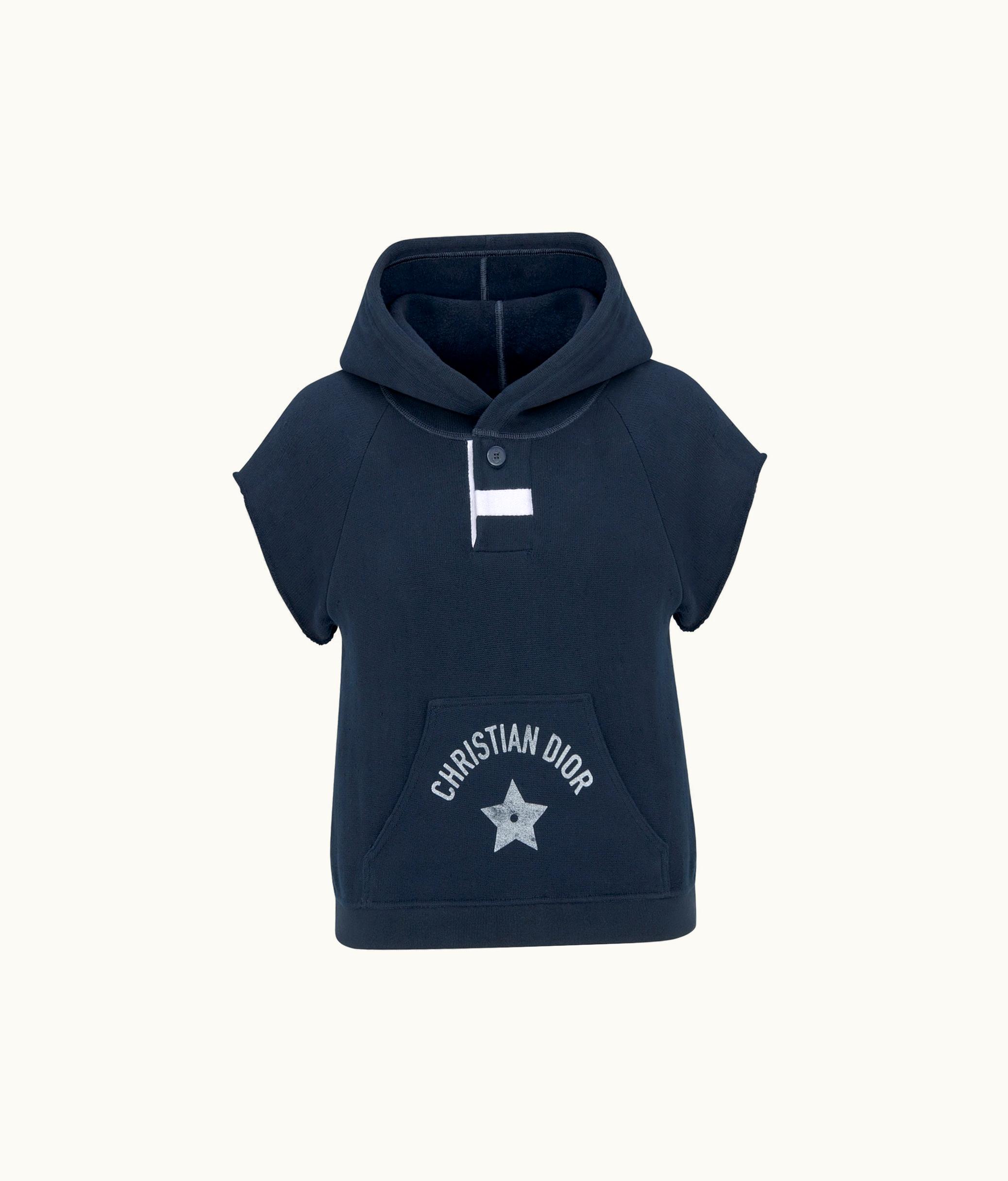 Dior Dior Short-Sleeved Hooded Sweatshirt - Navy Blue Cotton Jersey