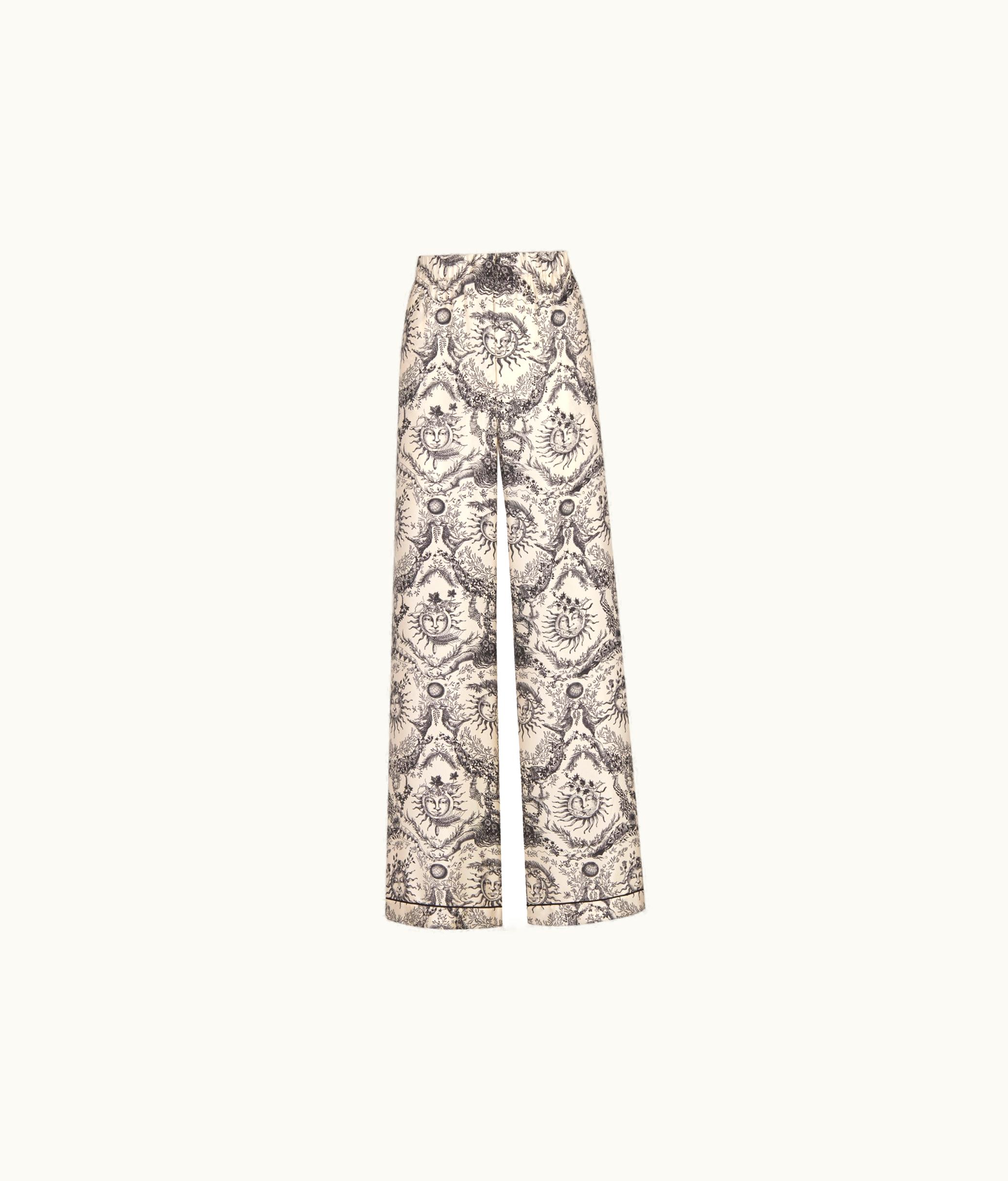 Dior Dior Pants - White And Gray Toile De Jouy Soleil Silk Twill