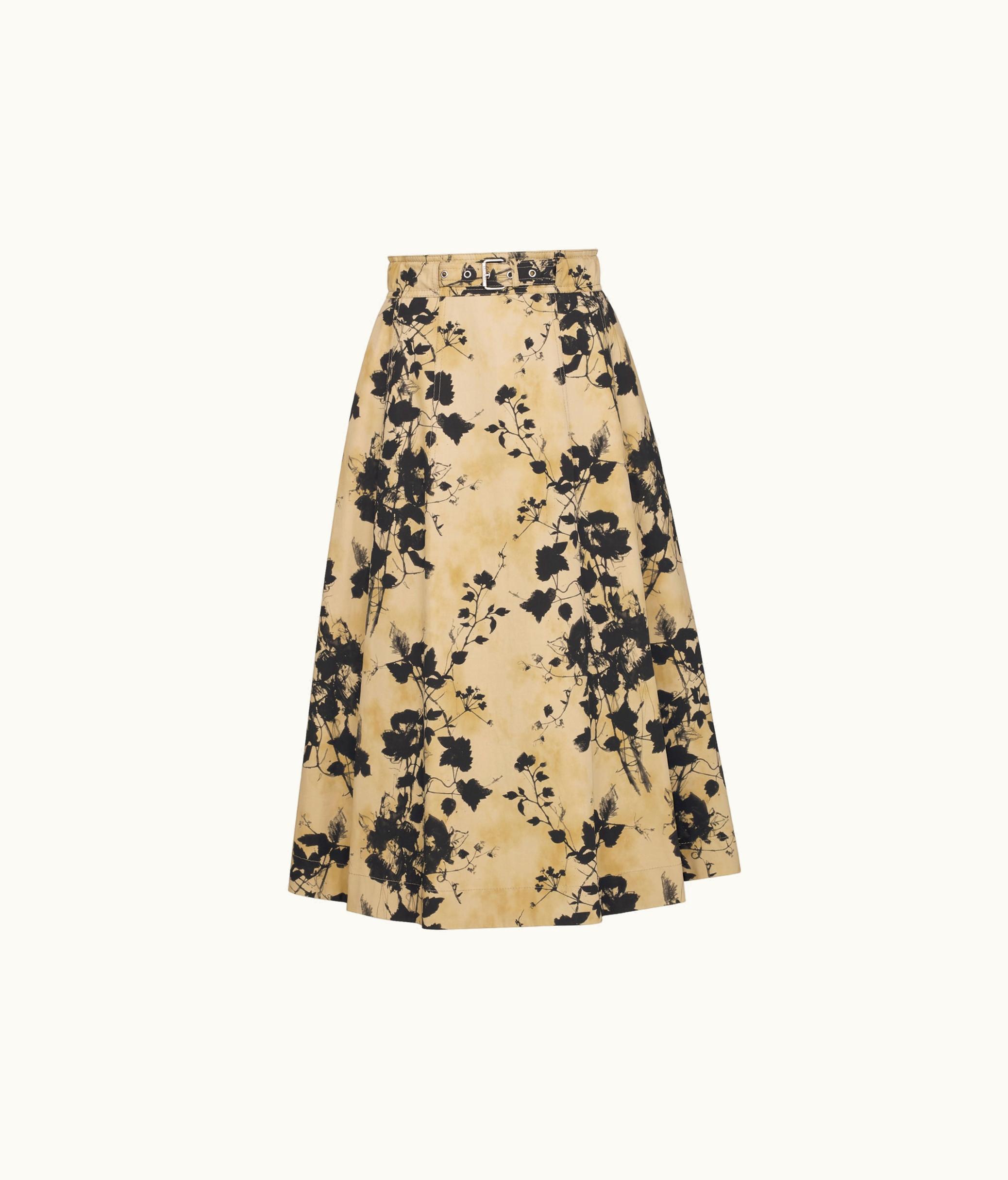 Dior Dior Flared Mid-Length Skirt - Beige And Black Cotton Gabardine With Fleurs Mystiques Motif
