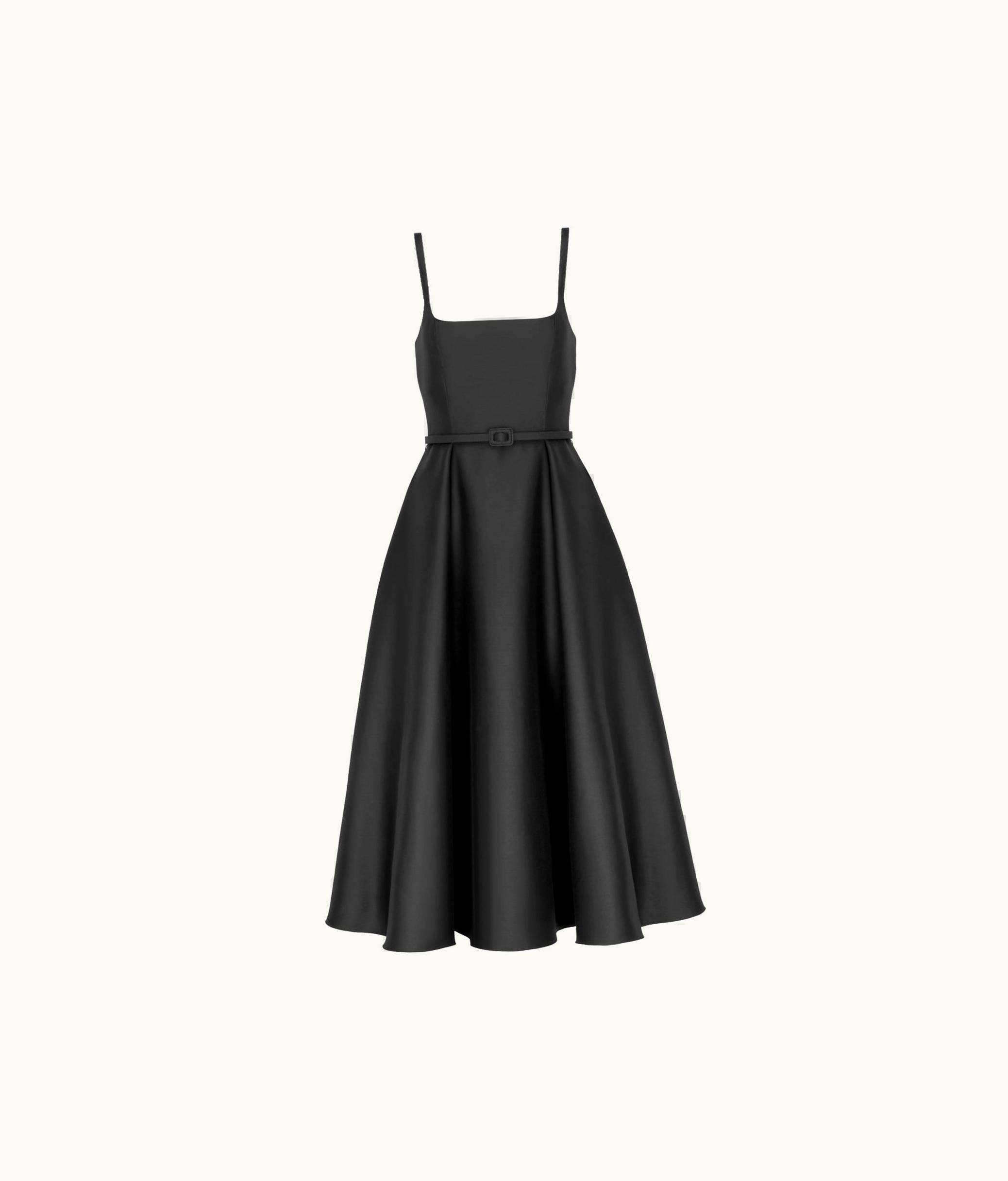 Dior Dior Flared Mid-Length Dress - Black Wool And Silk Shantung