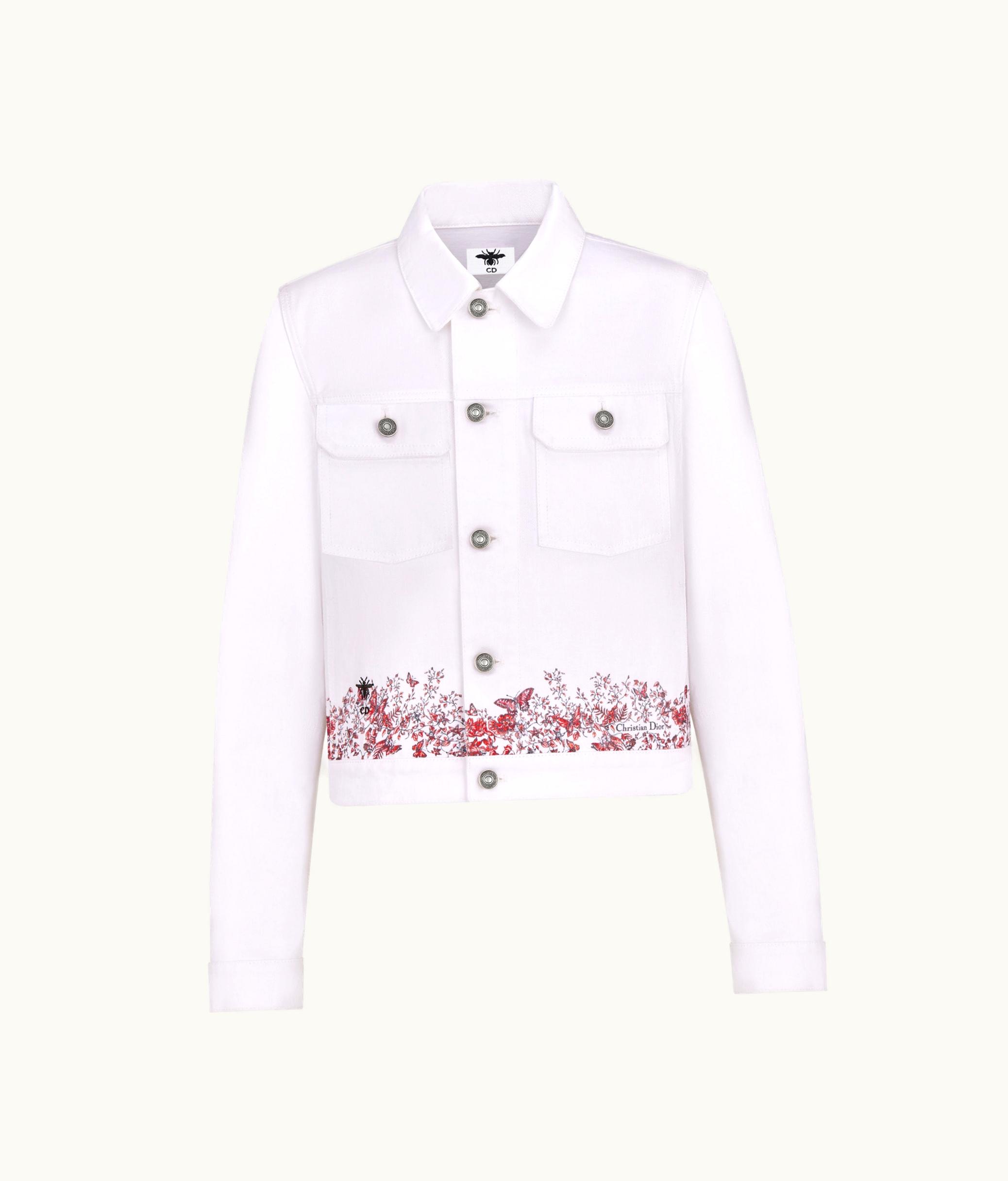 Dior Dior Jacket - White Cotton Denim With Red Le Cœur Des Papillons Motif
