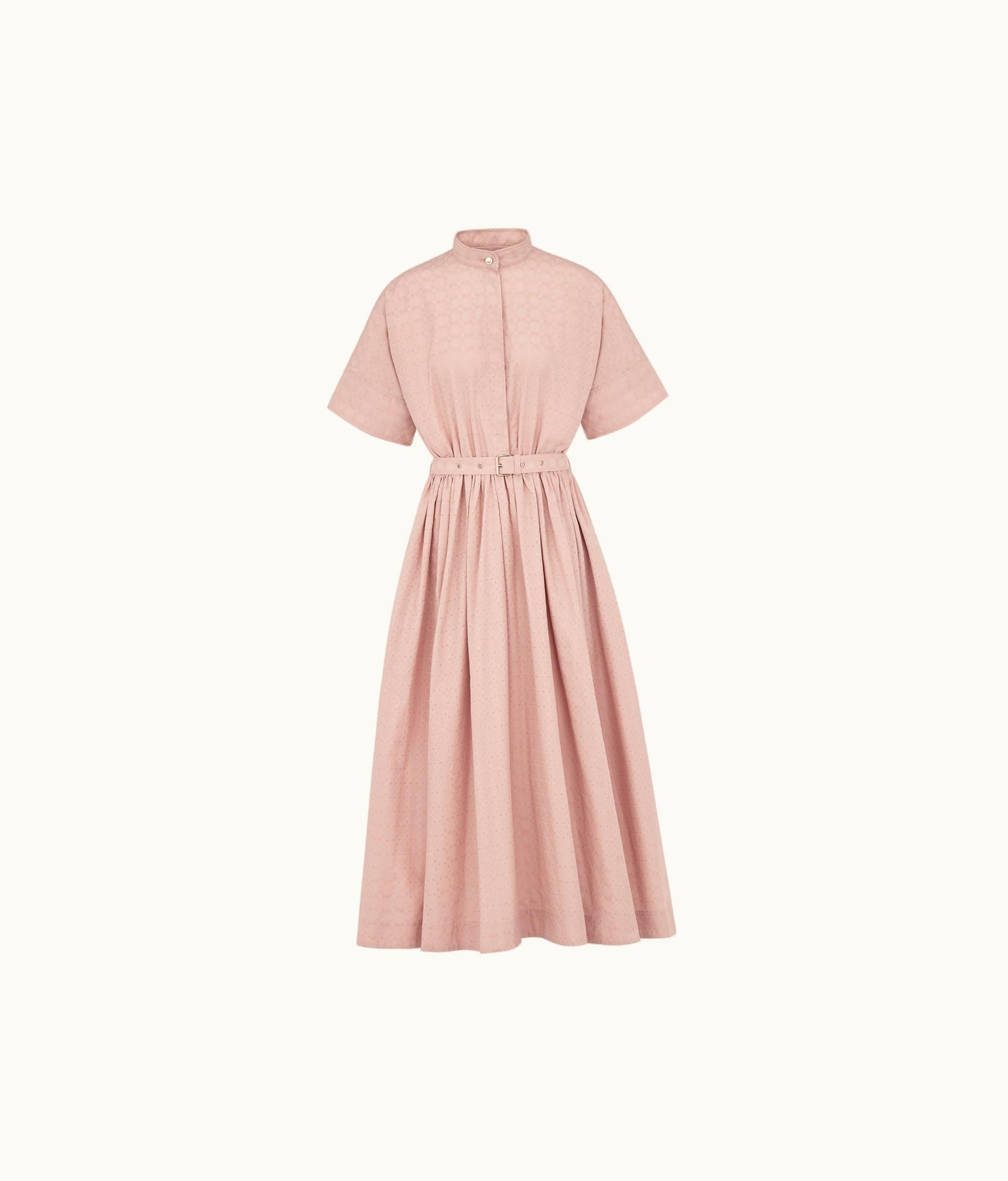 Dior Dior Mid-Length Belted Macrocannage Dress - Melocoton Pink Cotton