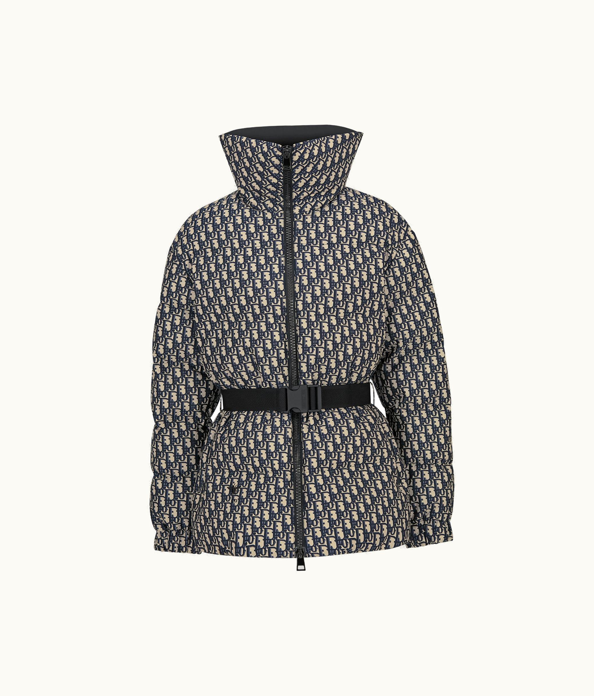 Dior Dioralps Puffer Jacket With Belt - Blue Quilted Technical Taffeta With Dior Oblique Motif