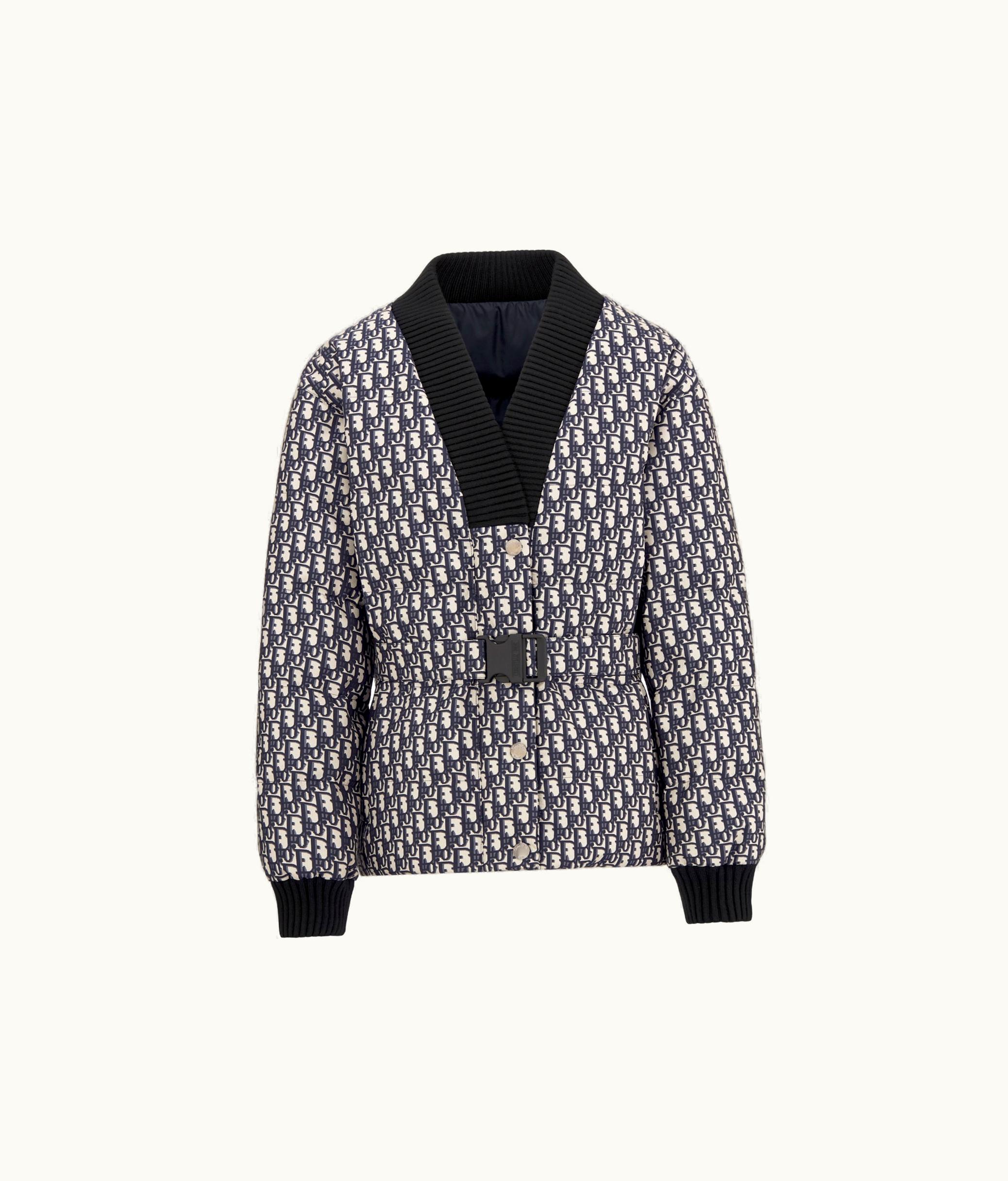 Dior Dioralps Reversible Belted Jacket - Blue Quilted Technical Taffeta Jacquard With Dior Oblique Motif