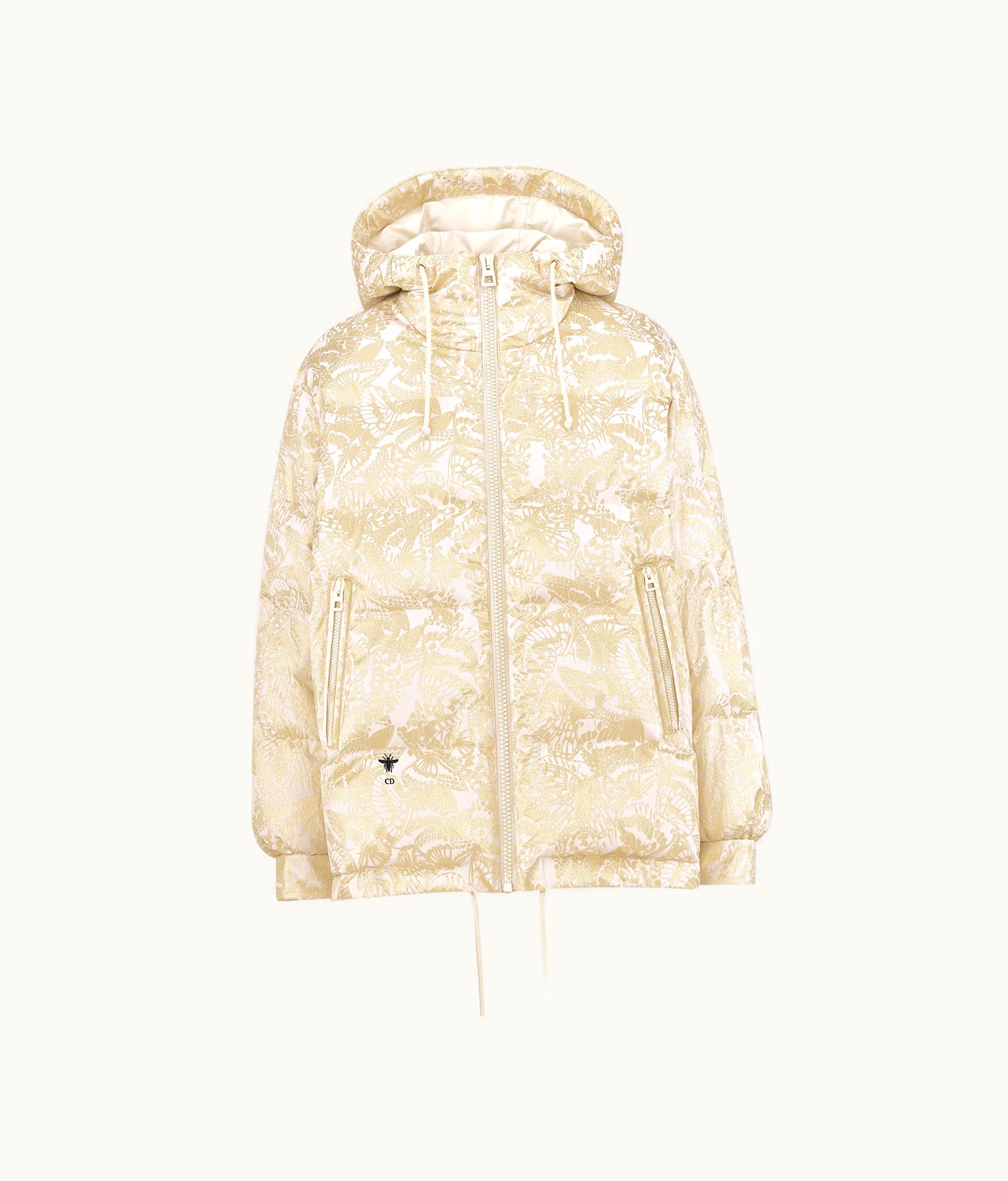Dior Dioralps Hooded Puffer Jacket - White Quilted Technical Taffeta With Gold-Tone Allover Butterfly Motif