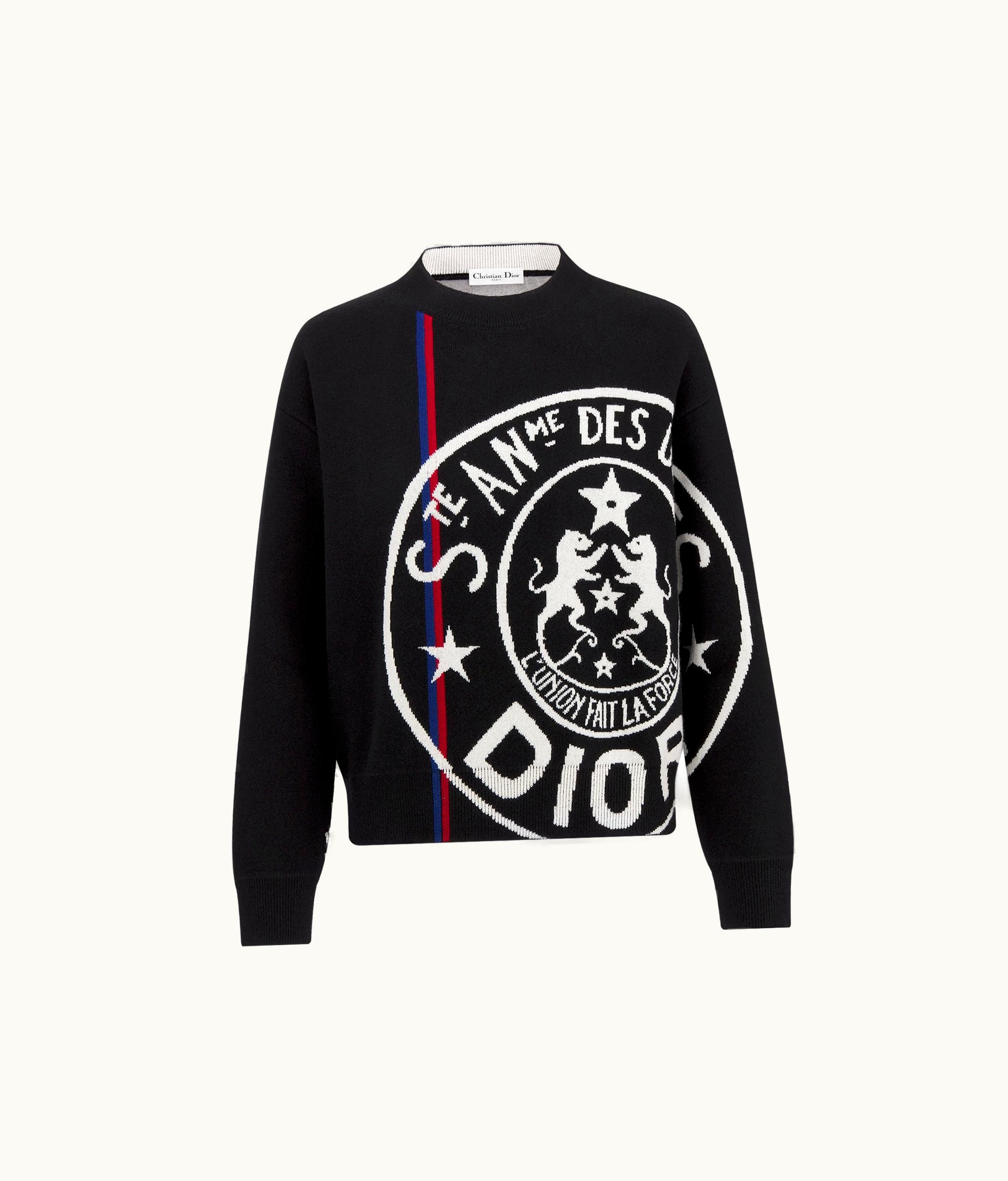 Dior Dioralps Sweater - Black Technical Cashmere Knit With White L'Union Fait La Force Motif