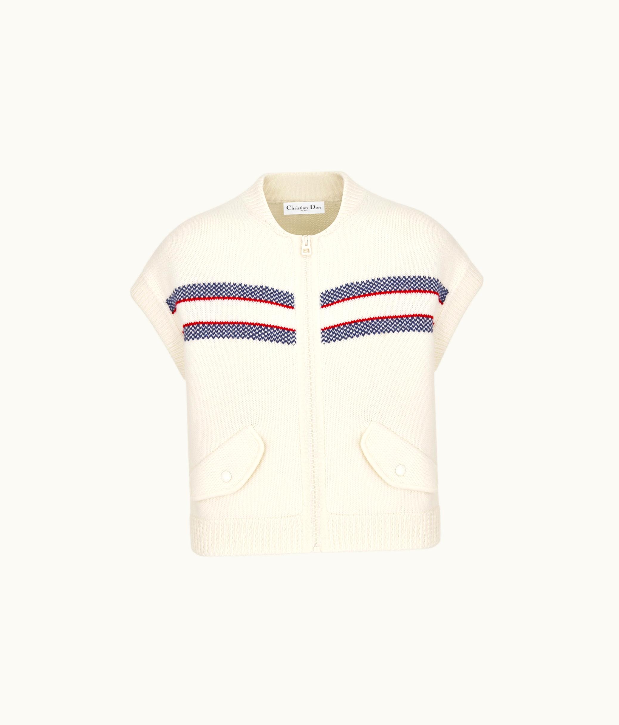 Dior Dioralps Vest - White Wool And Cashmere Knit With Three-Tone Butterfly Motif