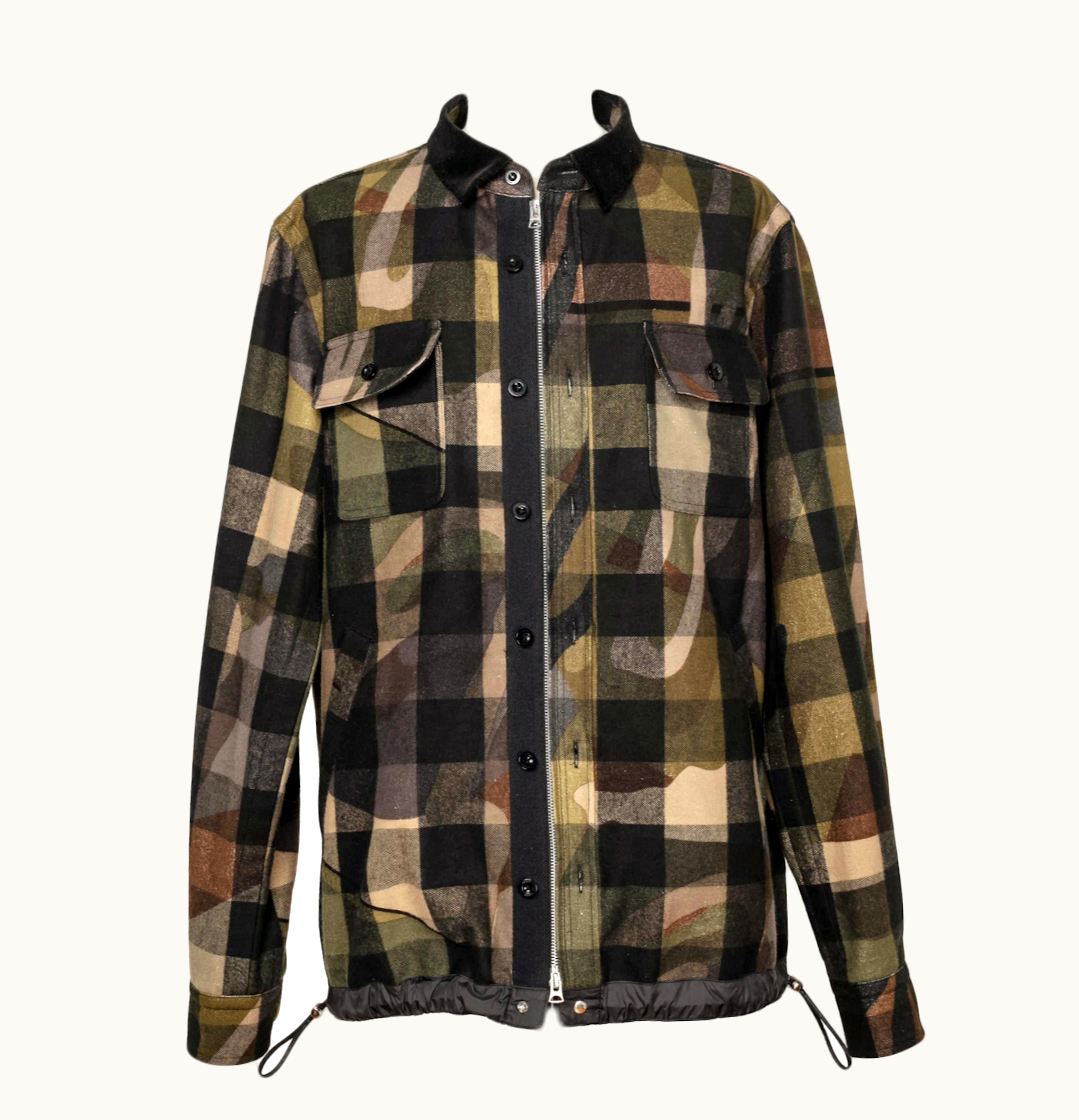KAWS KAWS x Sacai L S Plaid Shirt Green