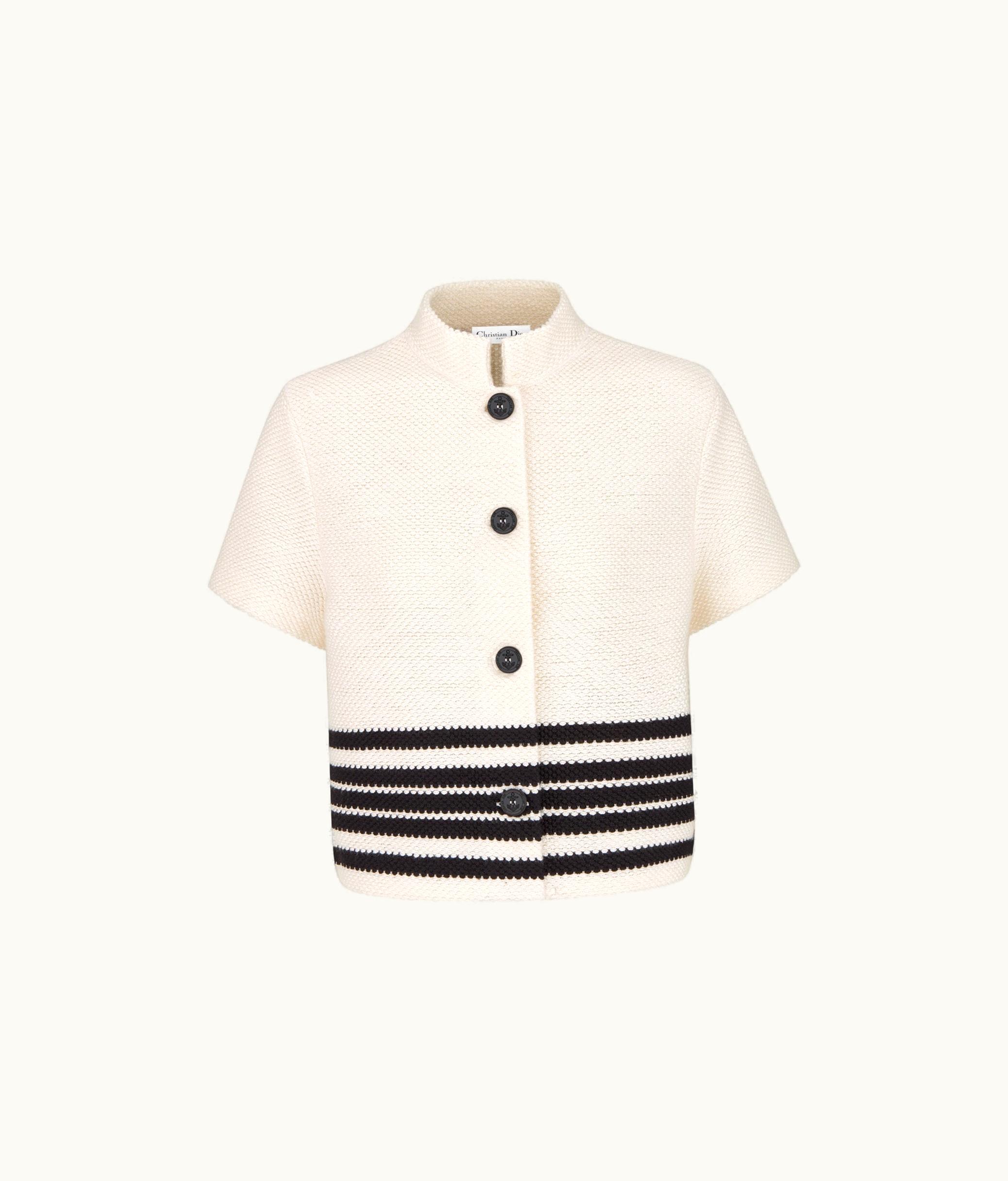 Dior Short-Sleeved Dior Marinière Jacket - White And Black Cotton And Silk Knit