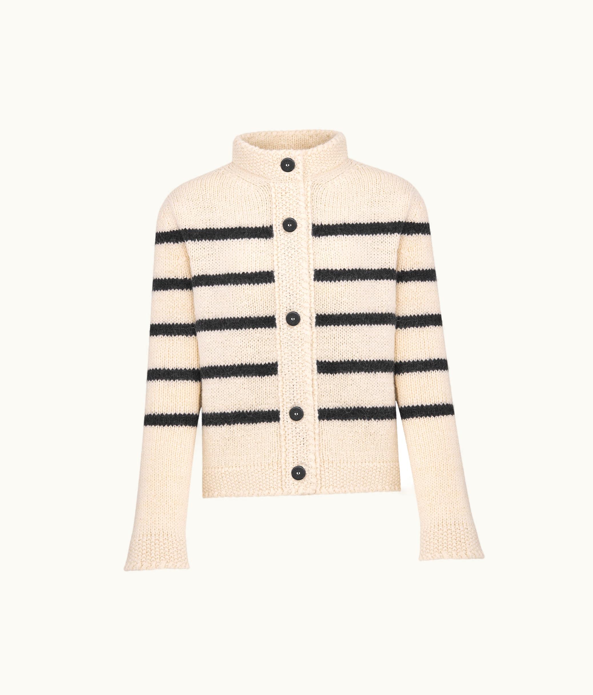 Dior Dior Marinière Jacket - White And Black Wool, Cotton And Mohair Technical Knit With D-Stripes Motif