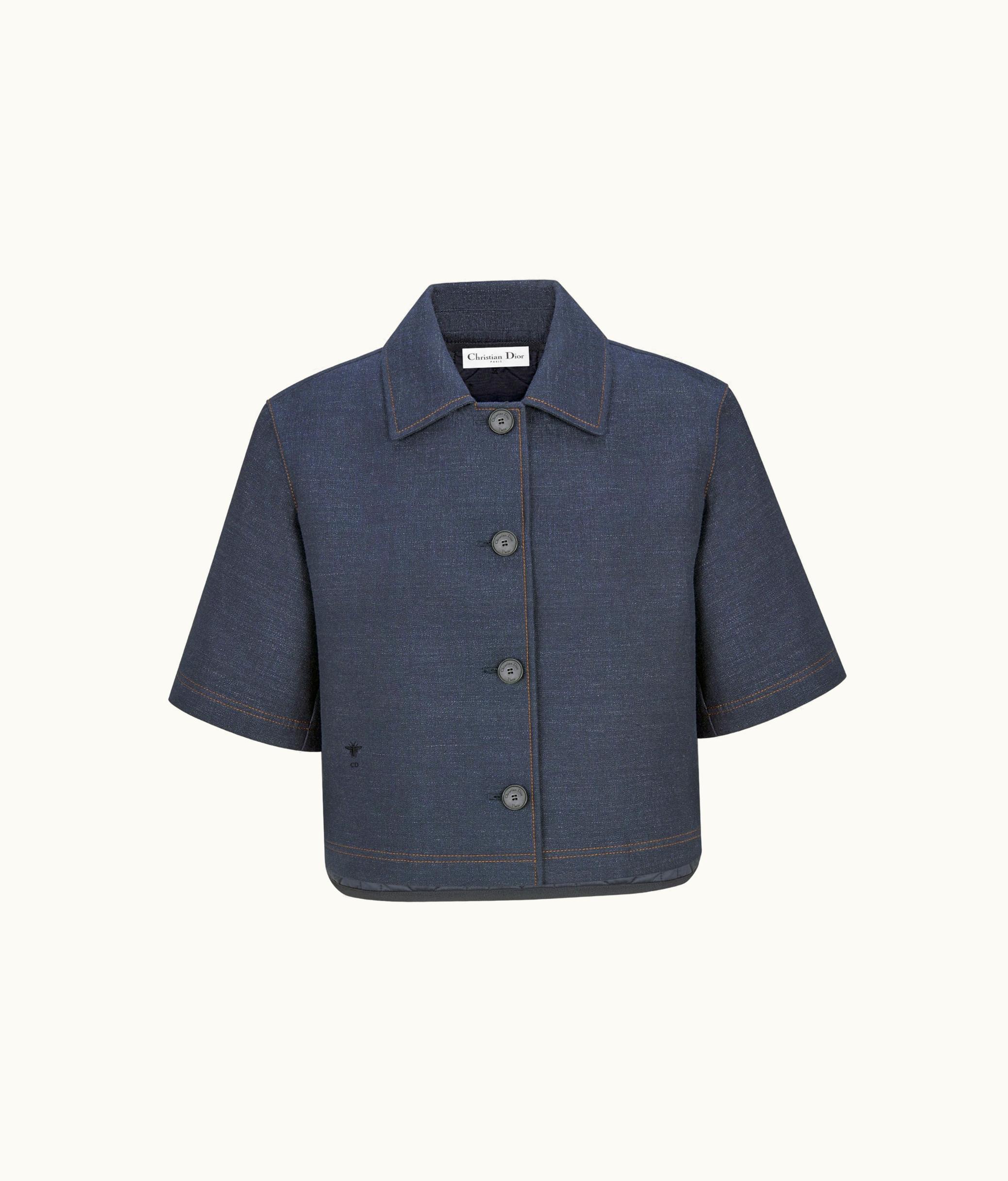 Dior 2-in-1 Cropped Peacoat - Deep Blue Denim-Effect Technical Cotton With Dior Oblique Lining