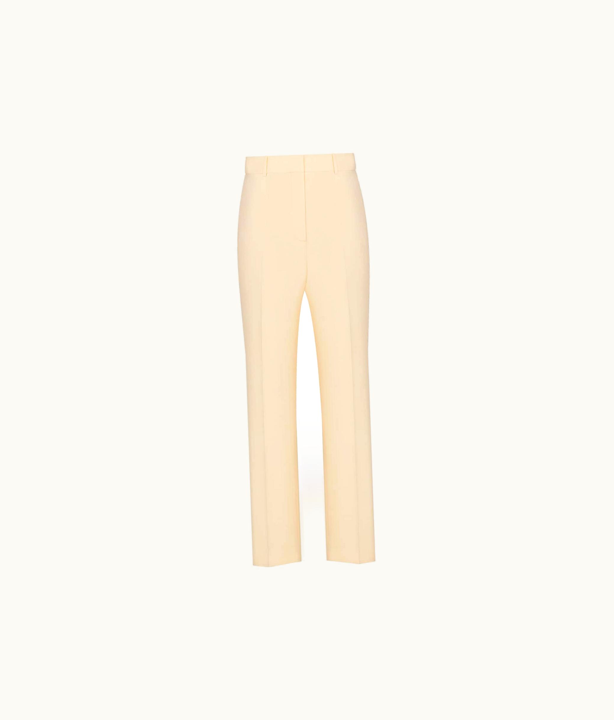 Dior Dior Straight-Cut Pants - Ecru Wool And Silk