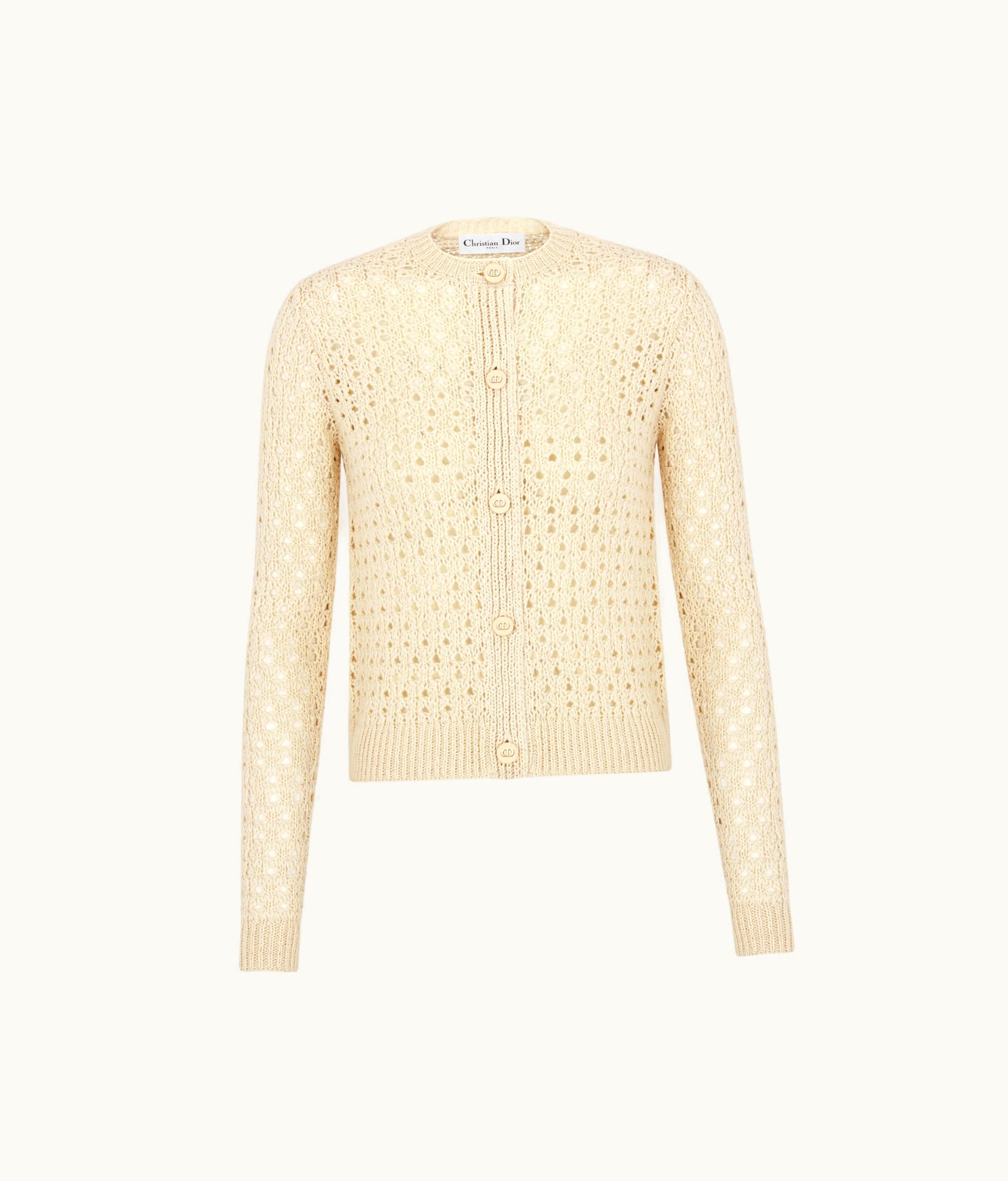 Dior Dior Cannage Cardigan - Ecru Alpaca, Cashmere And Silk Openwork Knit