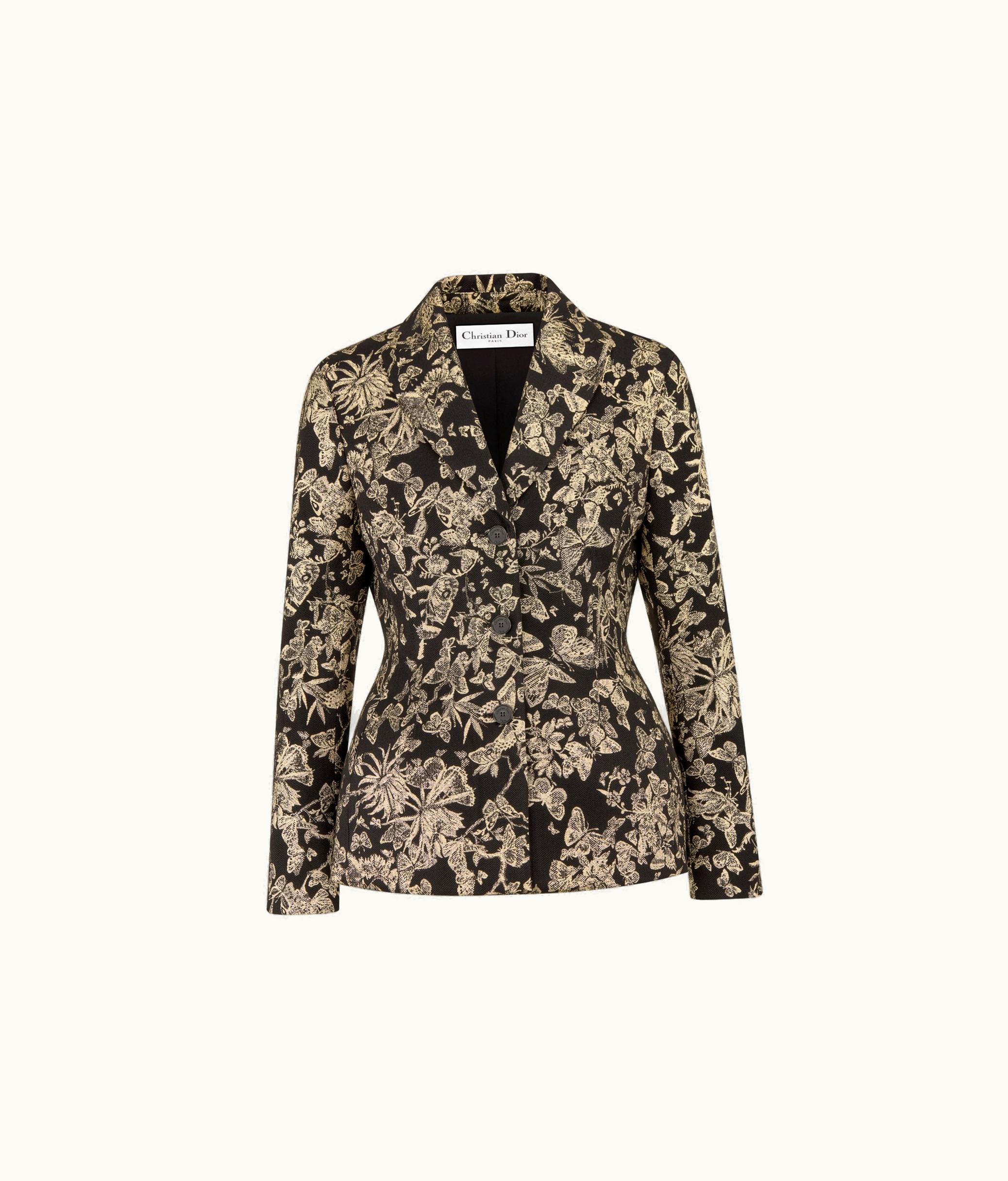 Dior Dior Fitted Jacket - Black Technical Jacquard With Gold-Tone Allover Butterfly Motif