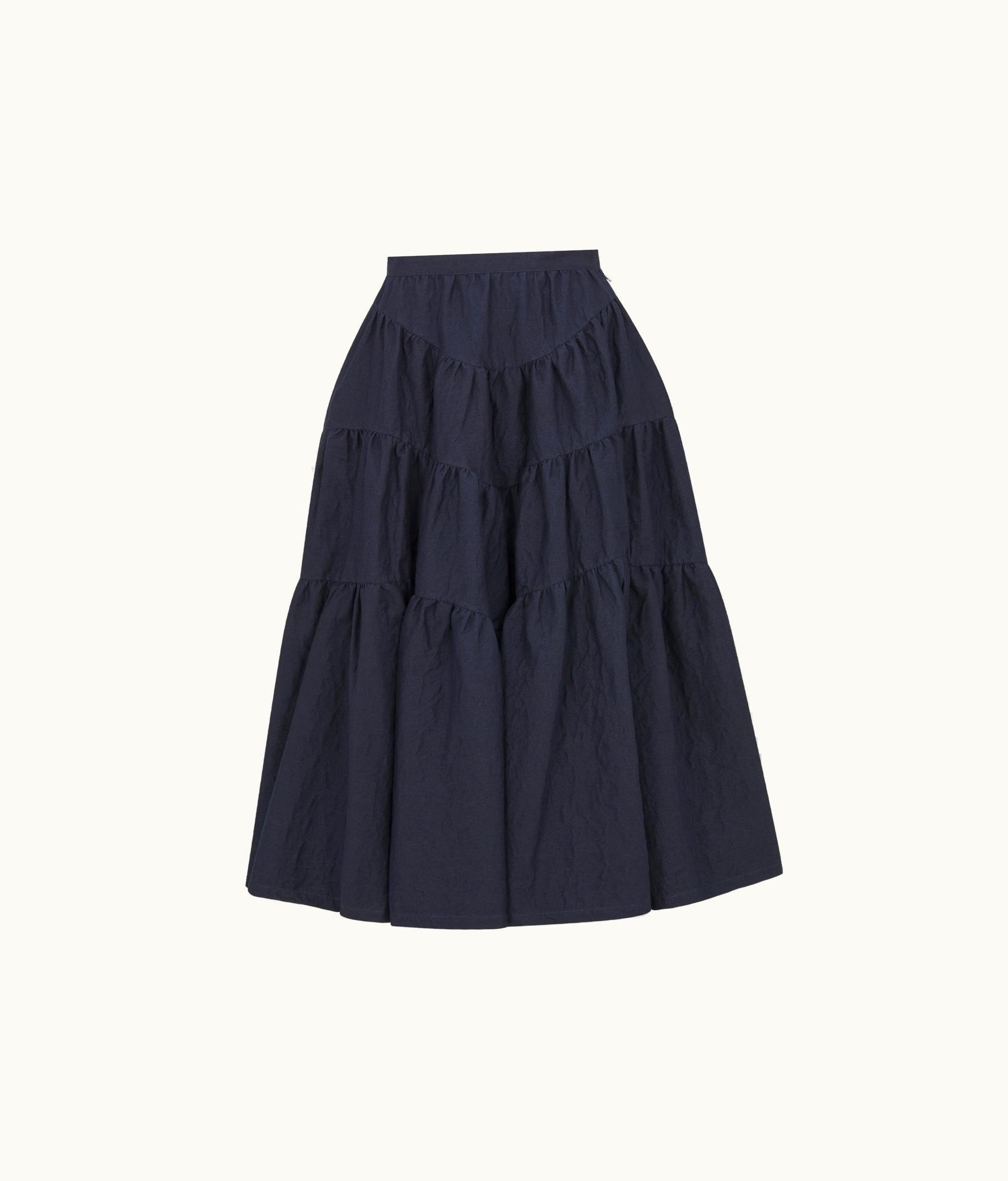 Dior Dior Flared Mid-Length Skirt - Deep Blue Cloqué Cotton Denim