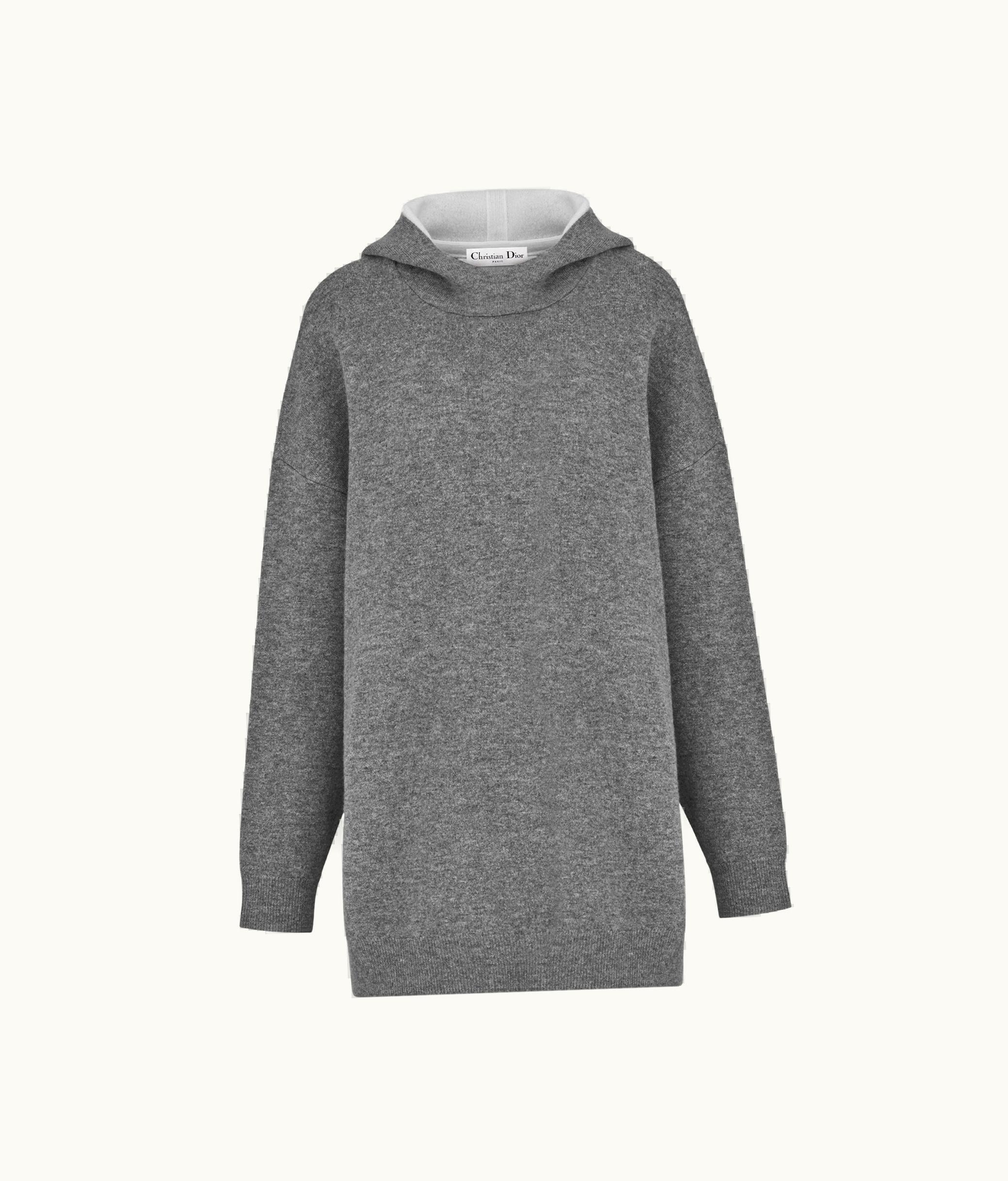 Dior Dior J'Adior 8' Hooded Sweater - Gray Cashmere With Rear Signature