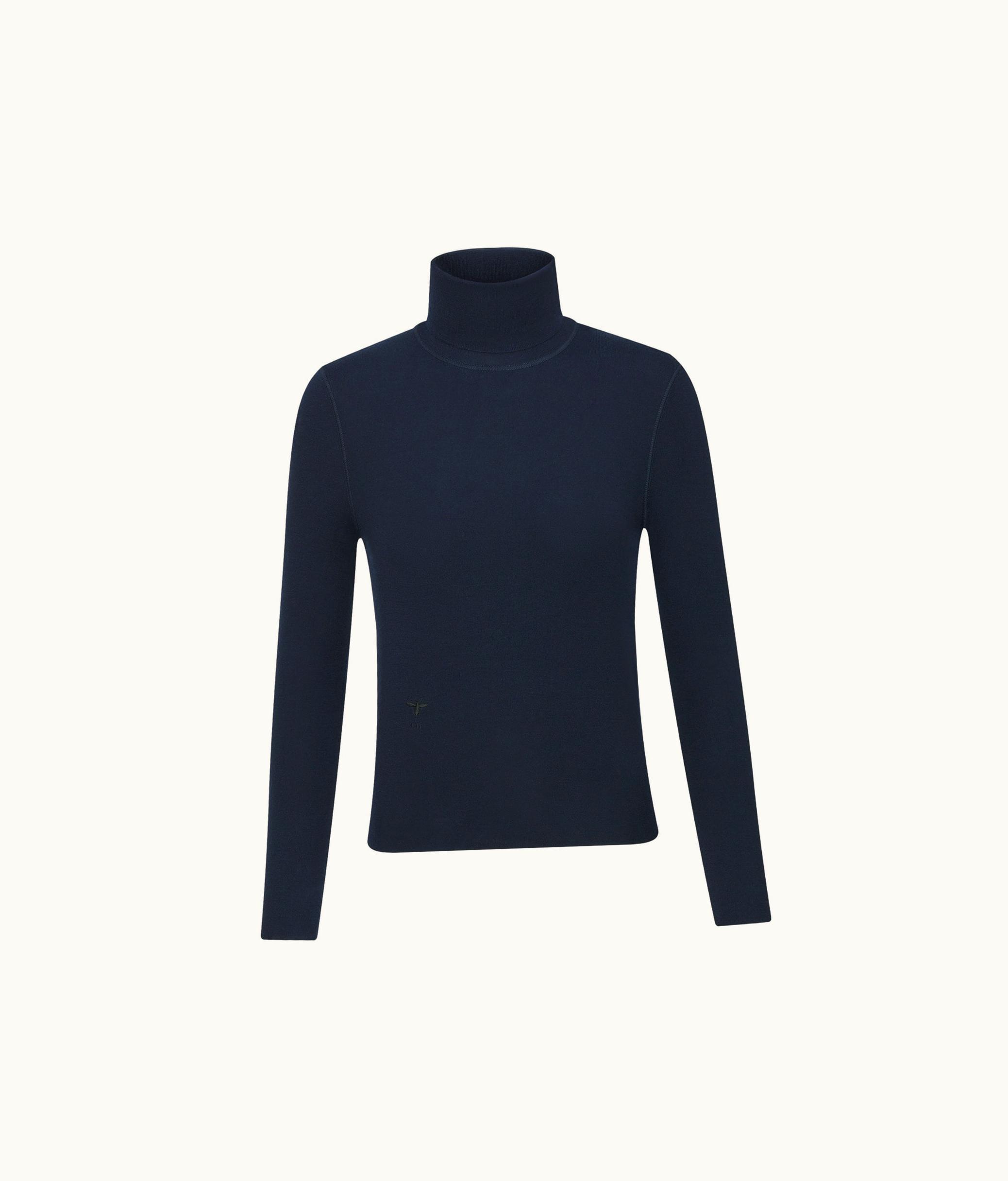Dior Dior Turtleneck Sweater - Deep Blue Cashmere And Silk Ribbed Knit