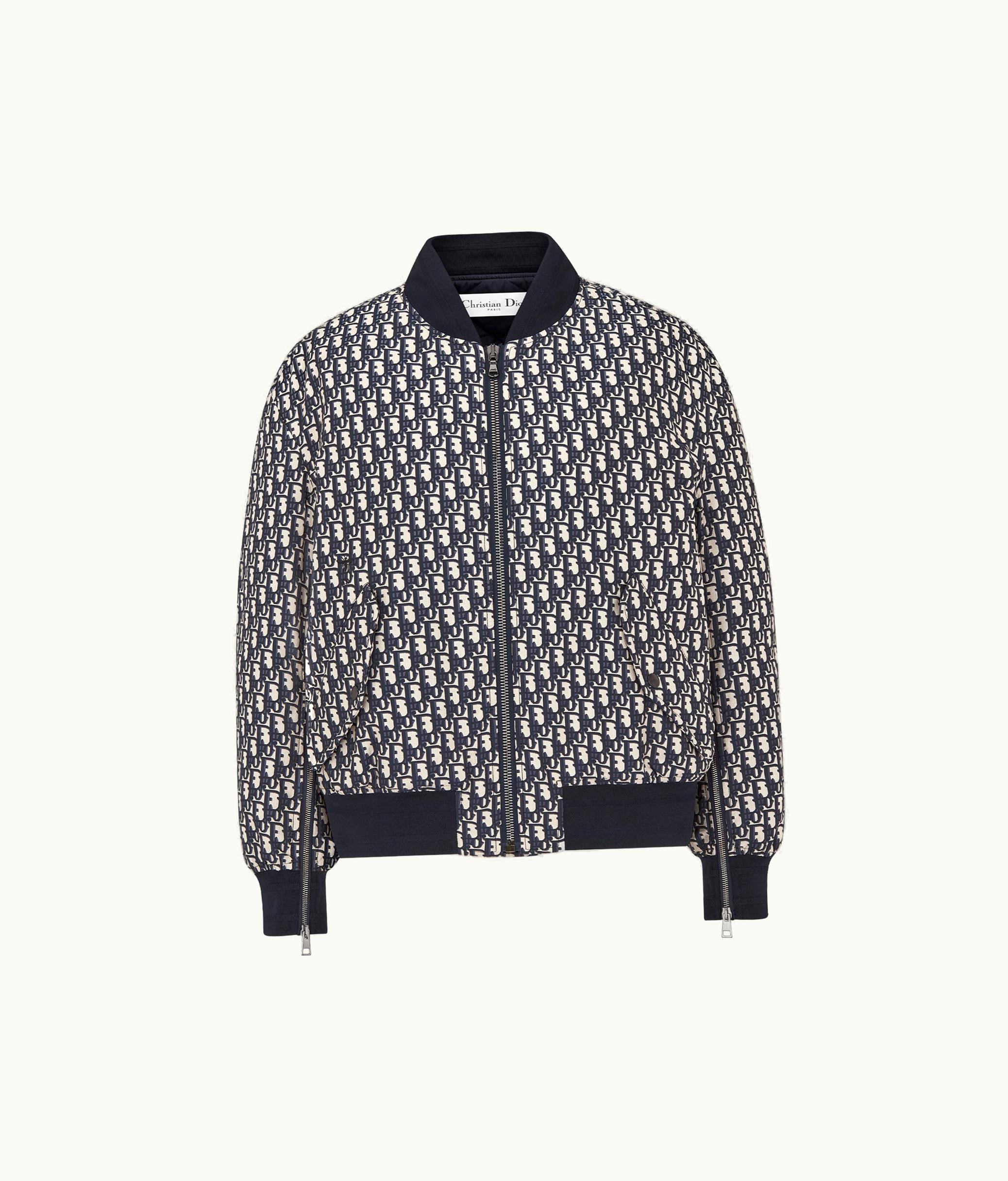 Dior Bomber Jacket - Blue Technical Taffeta Jacquard With Dior Oblique Motif