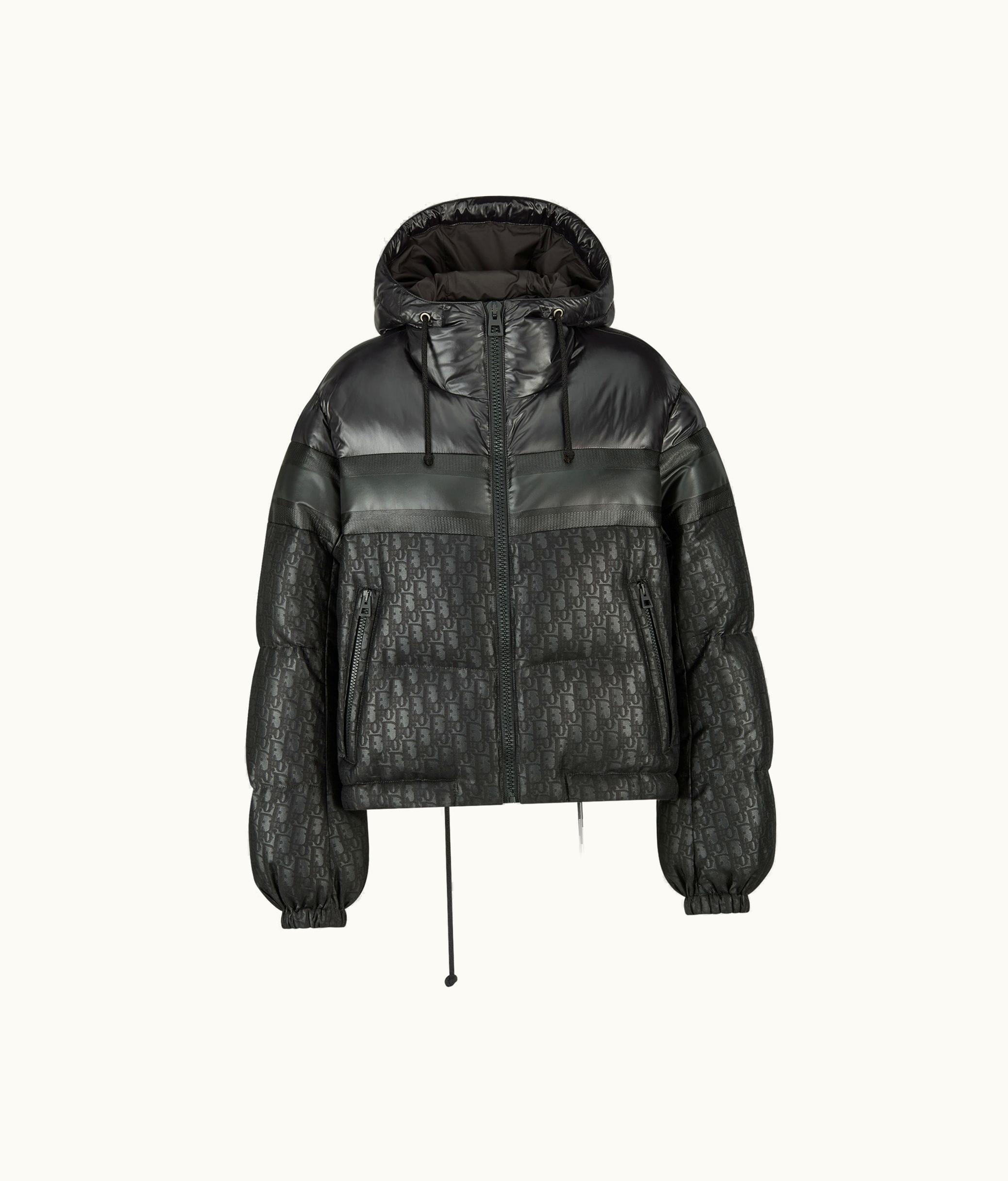Dior Cropped Puffer Jacket - Black Dior Oblique Lacquered Technical Fabric And Cotton