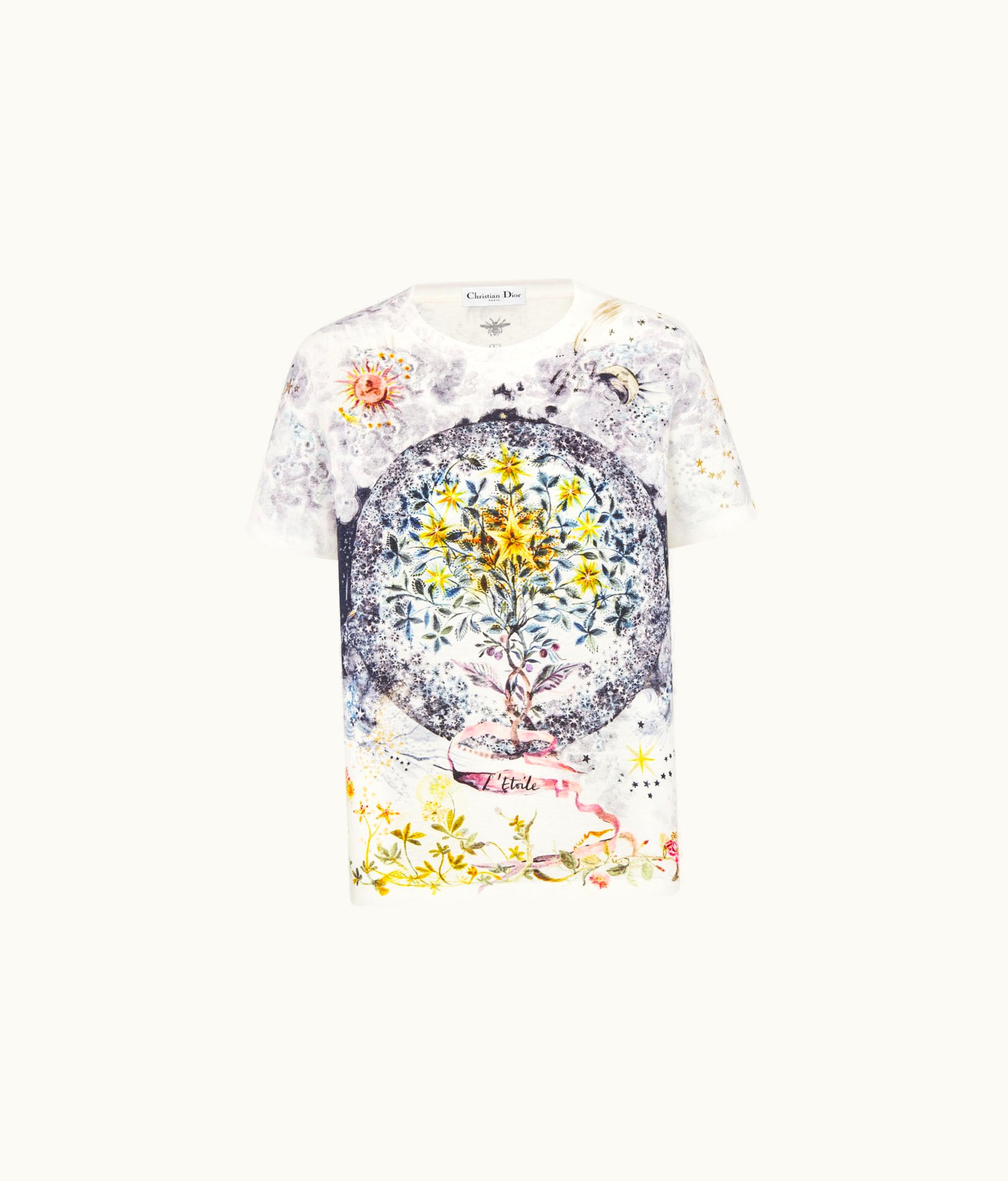Dior Dior T-Shirt - White Cotton Jersey With Multicolor Tarot L'Étoile Motif