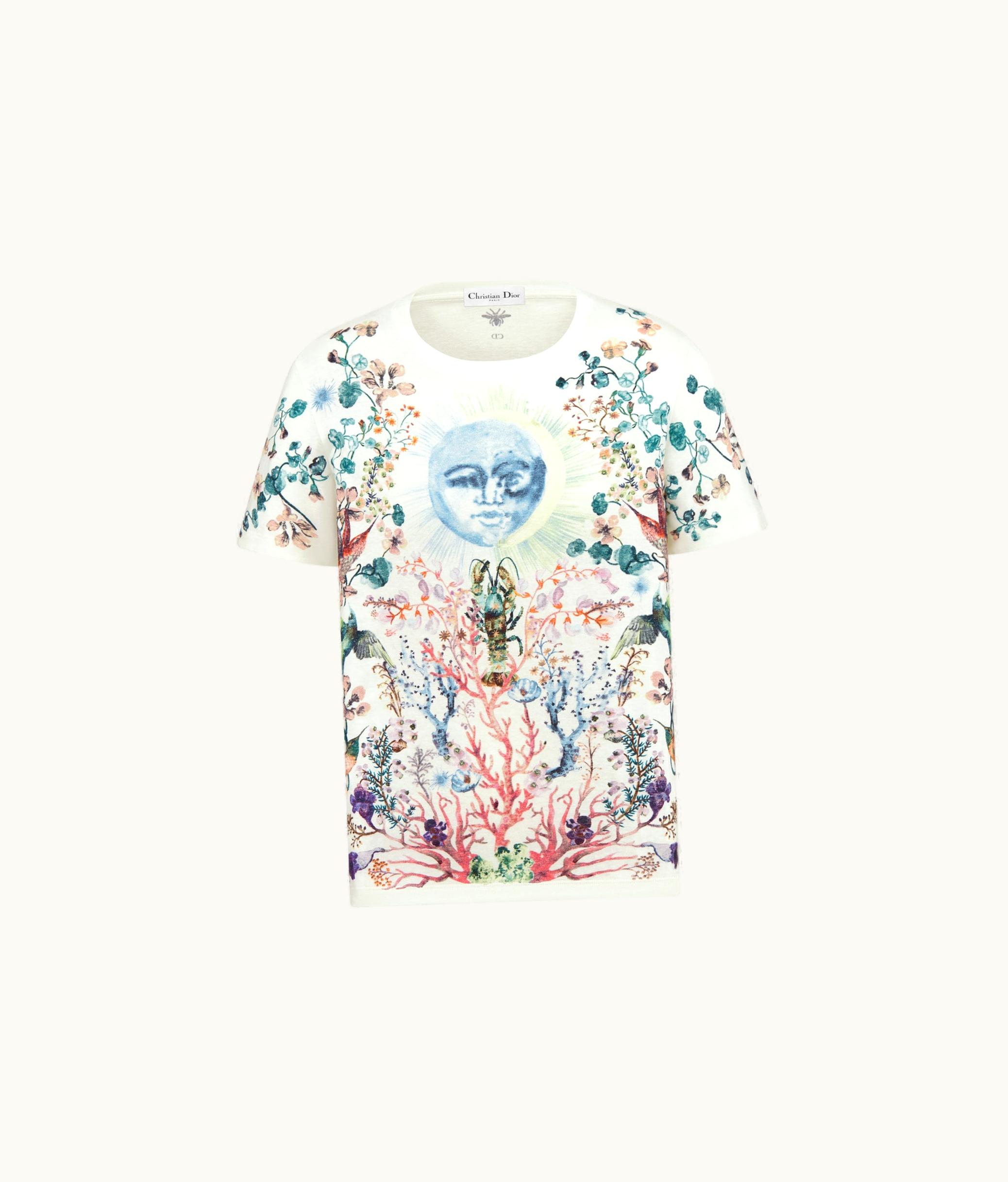 Dior Dior T-Shirt - White Cotton Jersey With Multicolor Tarot La Lune Motif