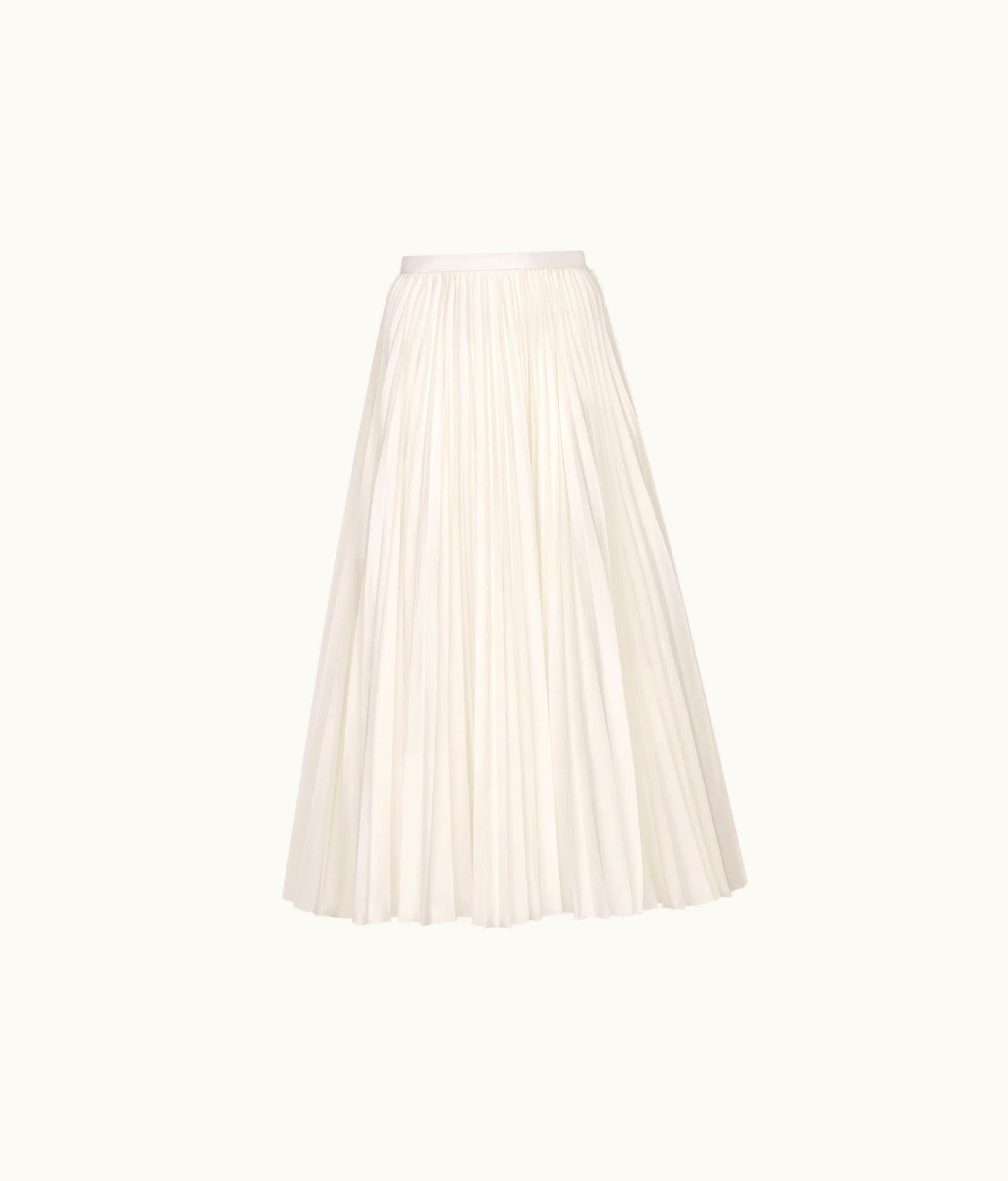 Dior Dior Mid-Length Pleated Skirt - Ecru Cotton And Silk Poplin