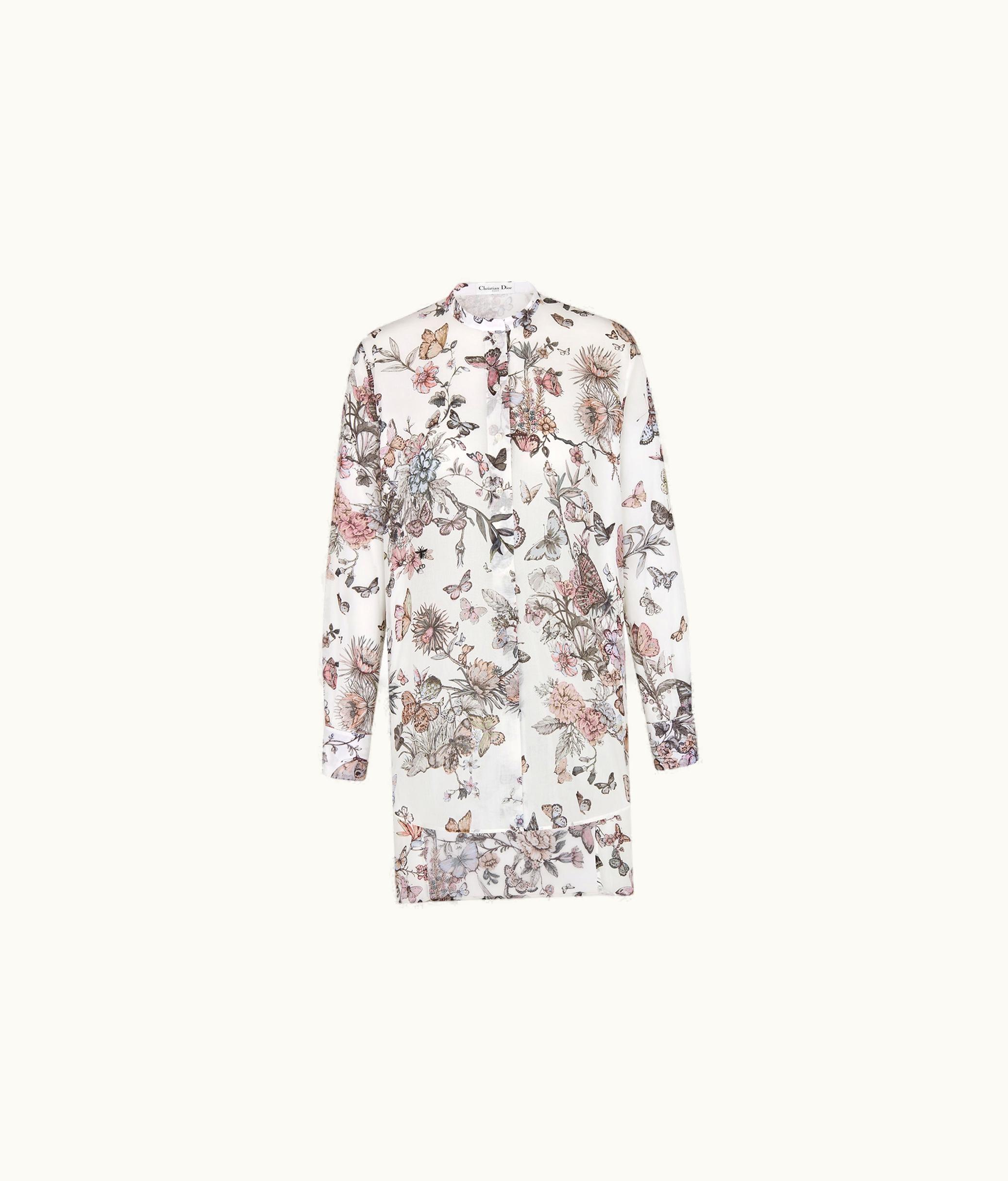Dior Dior Blouse - White And Pastel Pink Cotton Voile With Toile De Jouy Mexico Motif