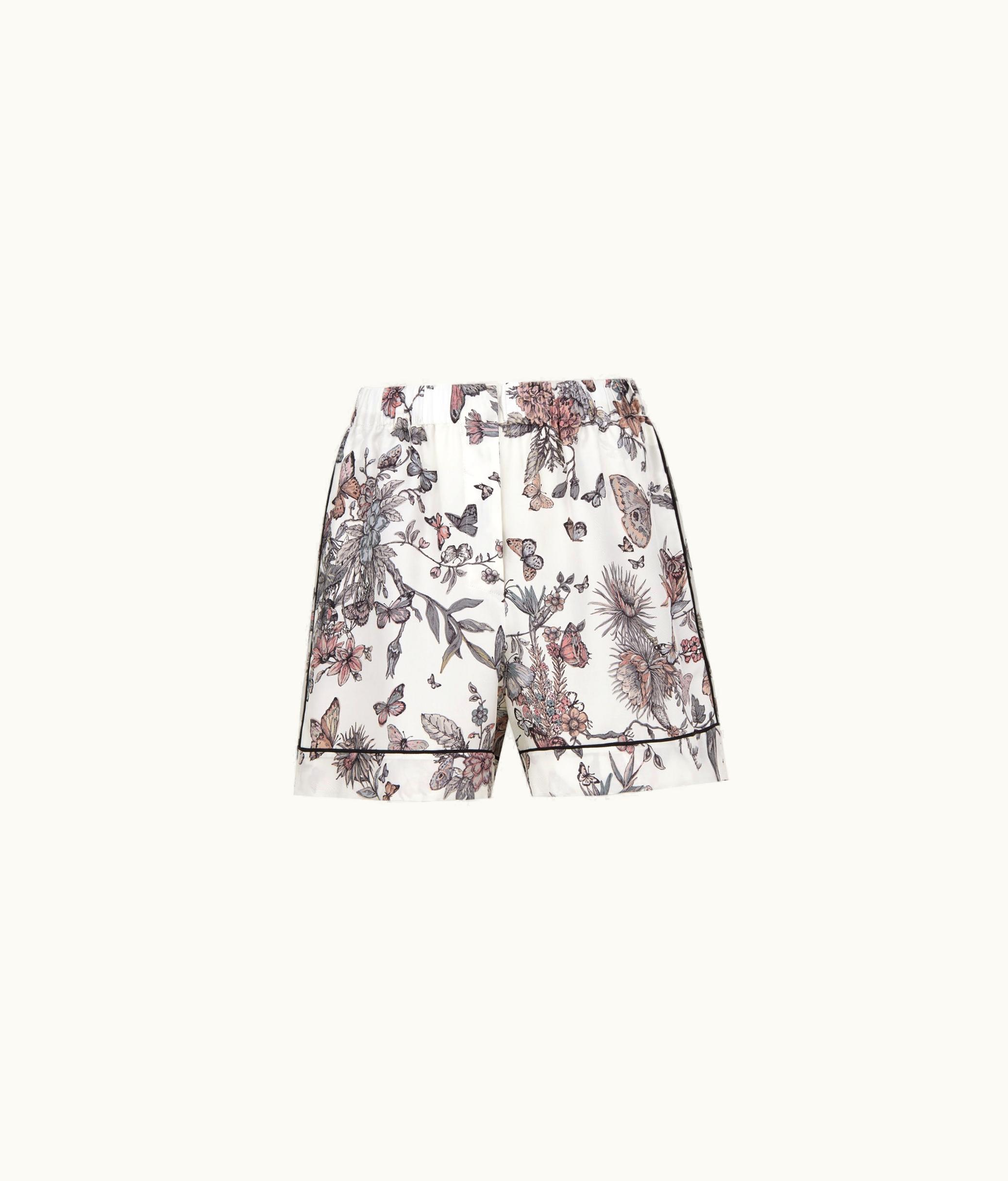 Dior Dior Shorts - White And Pastel Pink Toile De Jouy Mexico Silk Twill