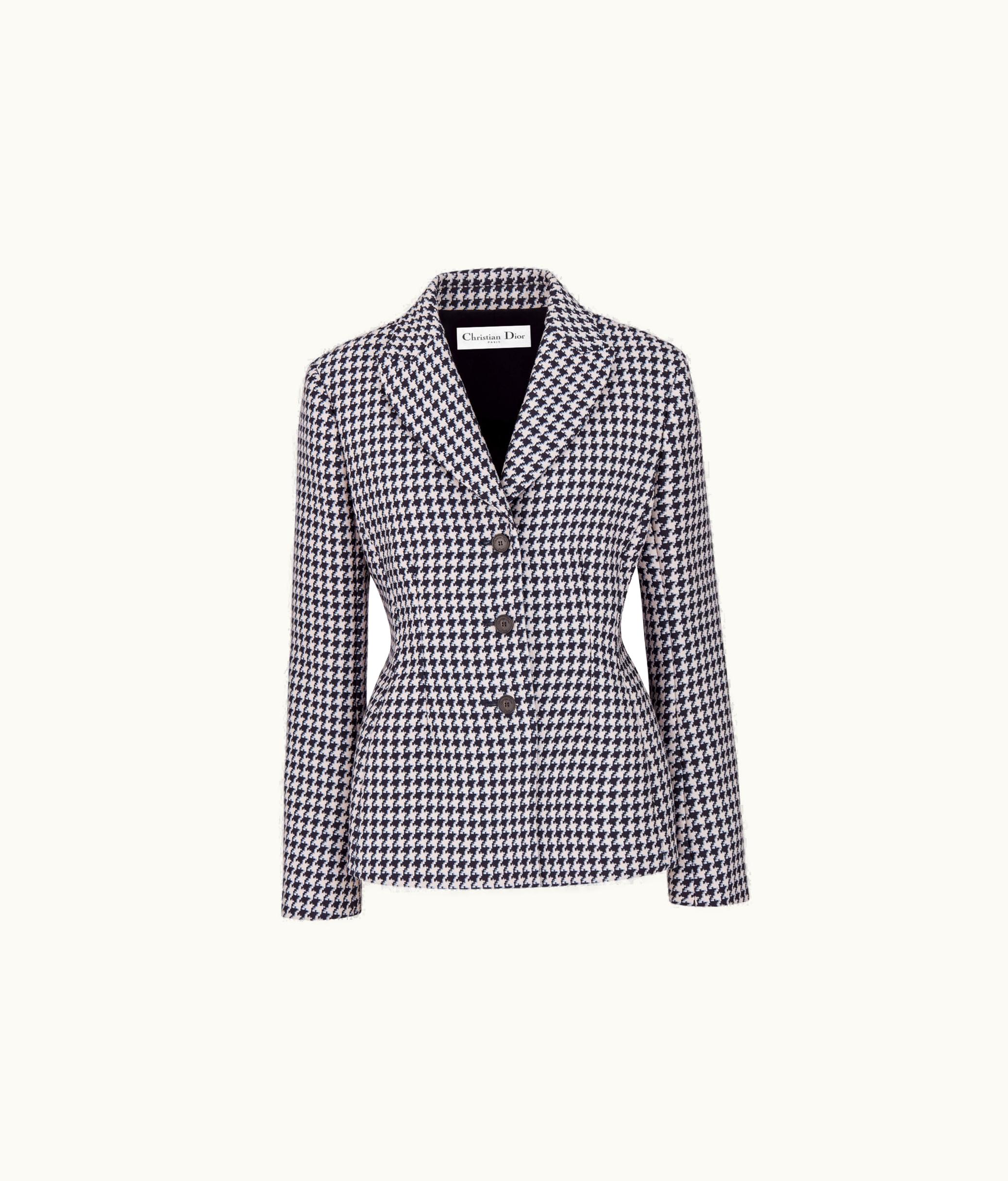 Dior Dior Fitted Jacket - Blue And White Houndstooth Virgin Wool And Silk