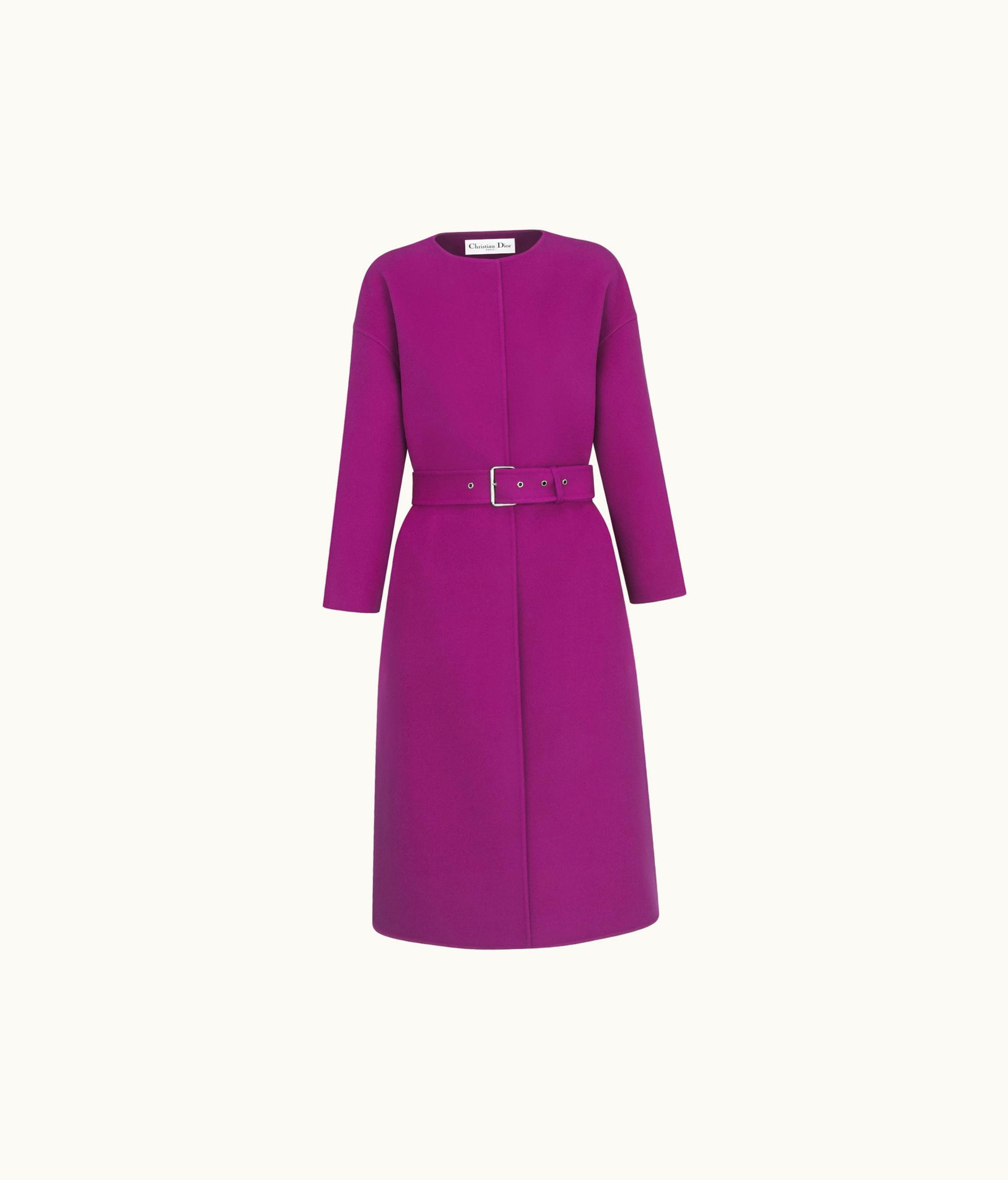 Dior Dior Coat With Belt - Mulberry Double-Sided Virgin Wool And Cashmere Felt