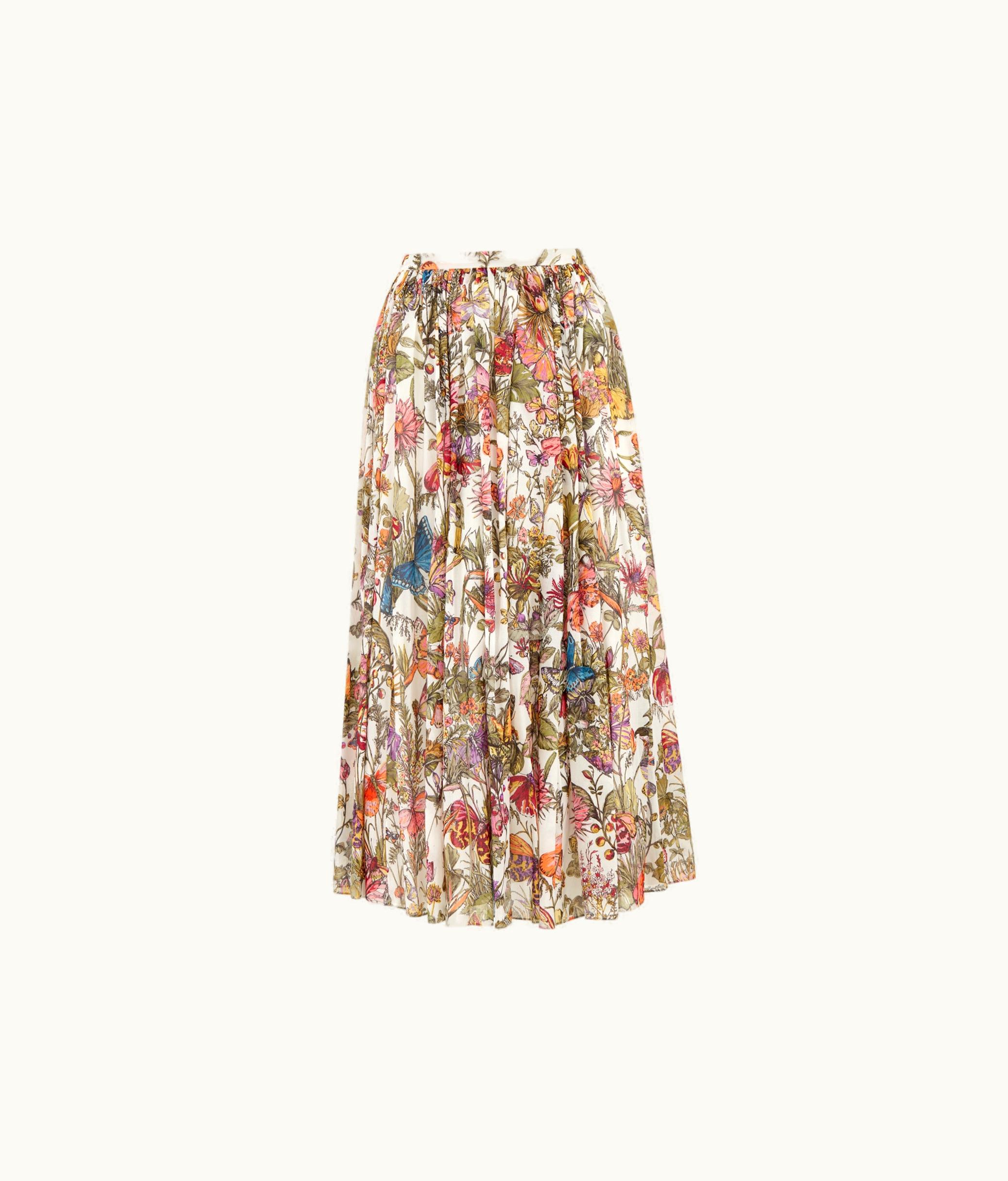 Dior Dior Mid-Length Flared Skirt - Multicolor Cotton Voile With Mexico Millefiori Motif