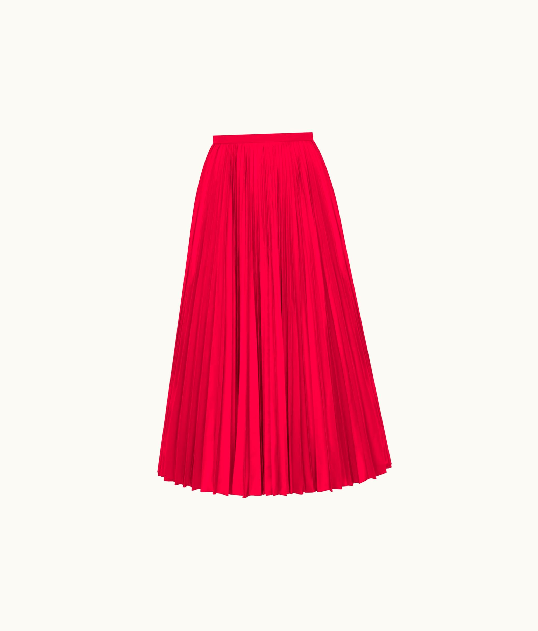 Dior Dior Mid-Length Pleated Skirt - Amaryllis Red Silk Taffeta