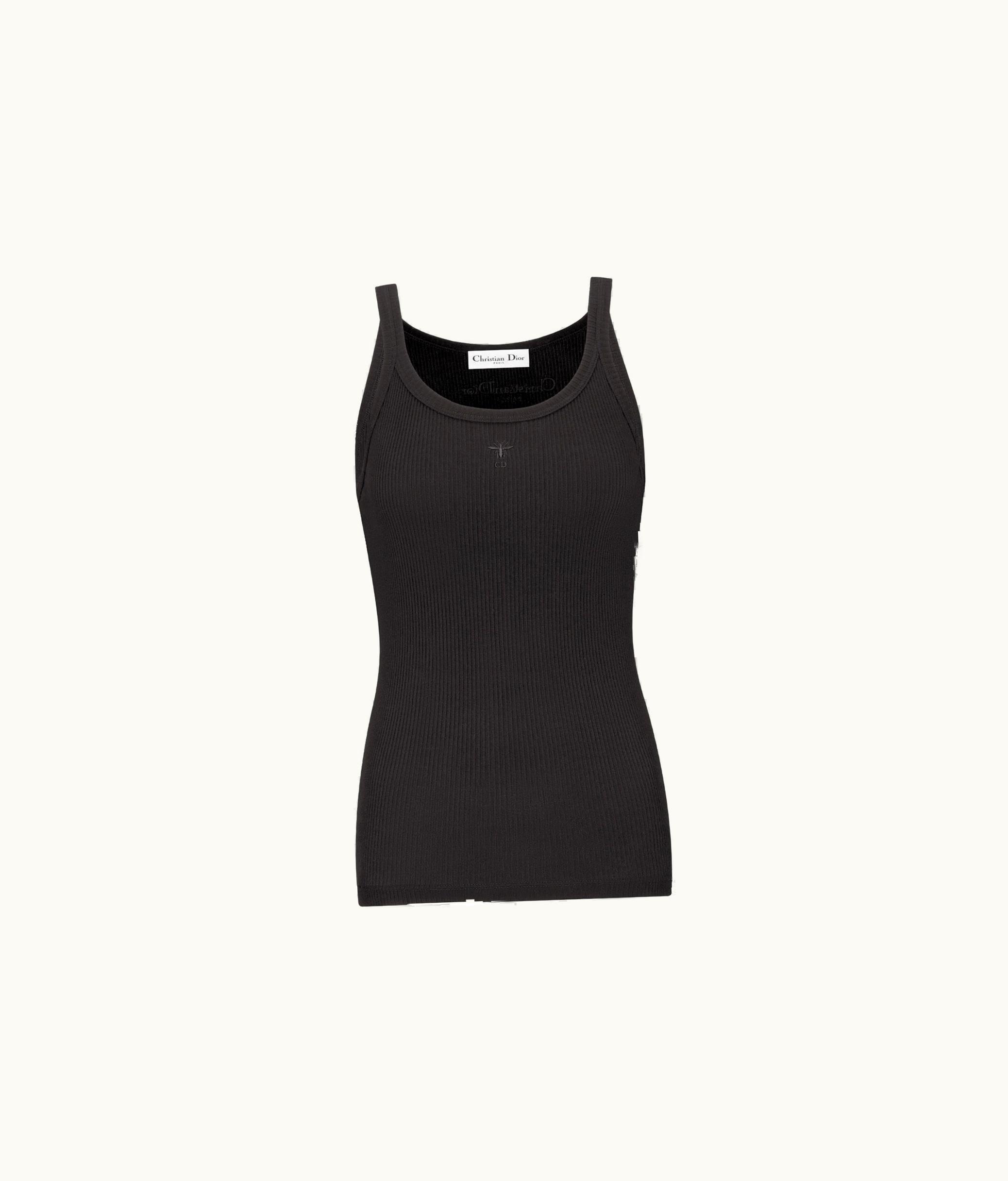 Dior Dior Tank Top - Black Ribbed Cotton Jersey