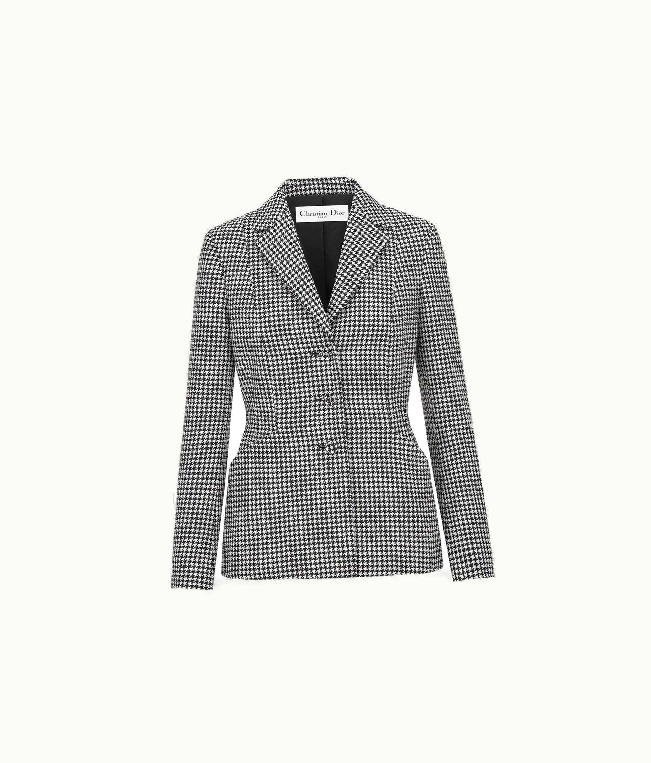 Dior Dior 30 Montaigne Bar Jacket - Black And White Single-Breasted Houndstooth Wool