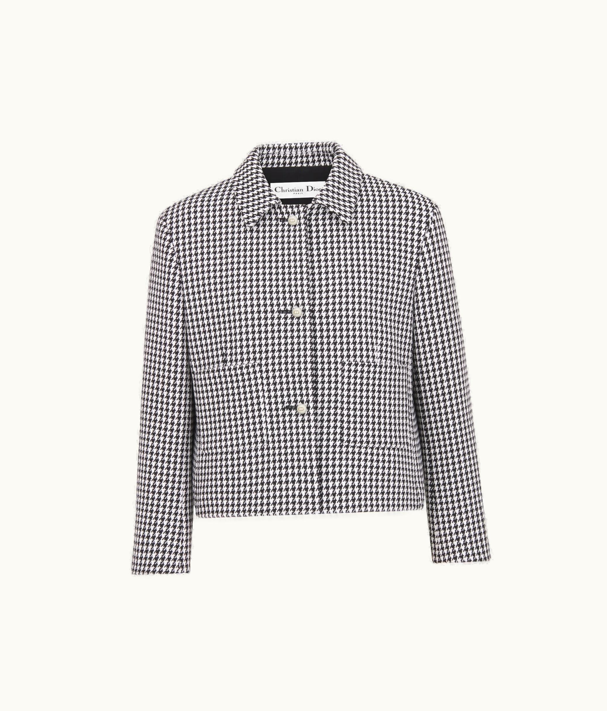 Dior Dior Cropped Jacket - Black And White Houndstooth Wool