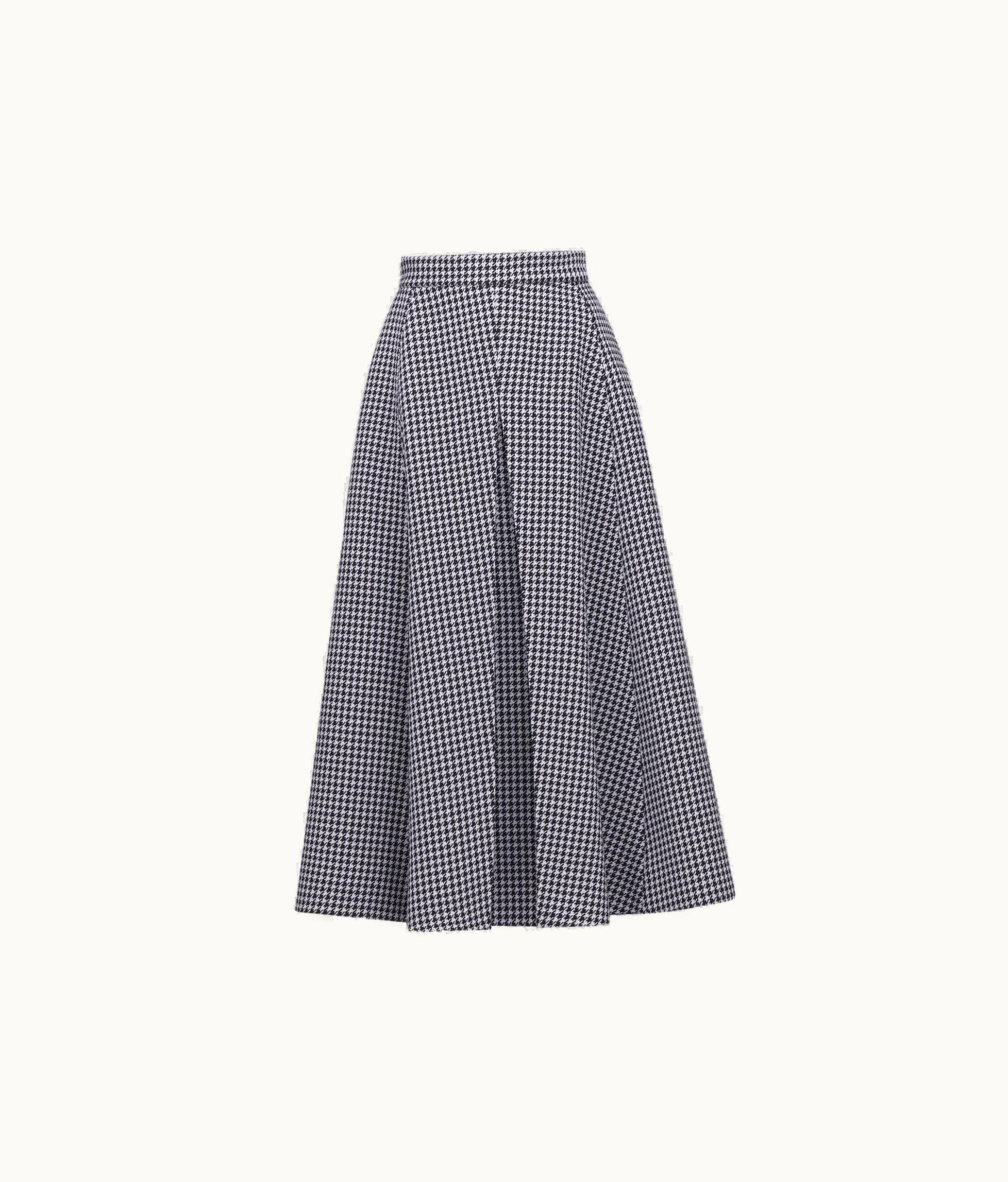Dior Dior Mid-Length Skirt With Slit - Black And White Houndstooth Wool