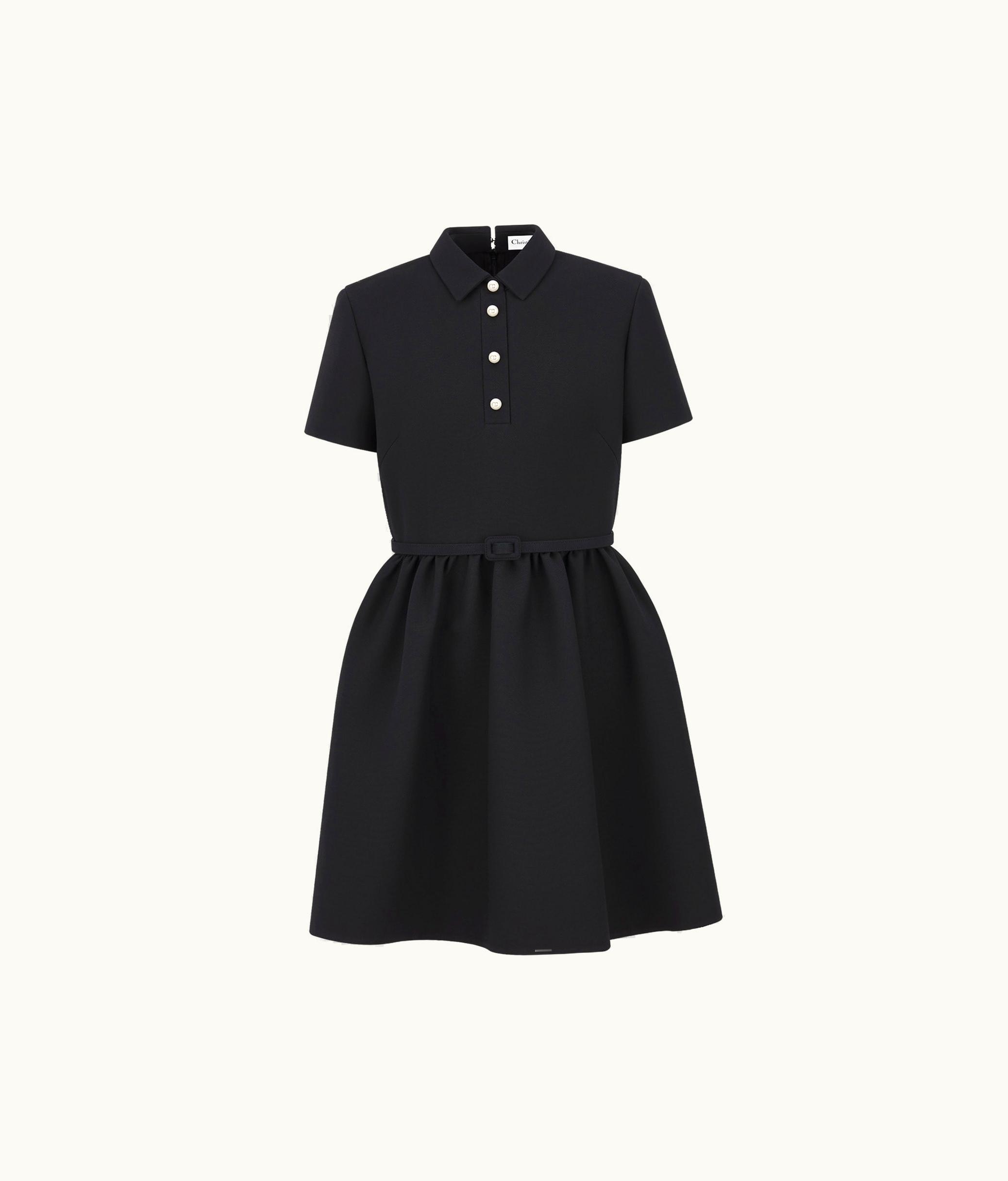 Dior Dior Short Belted Shirt Dress - Black Wool And Silk