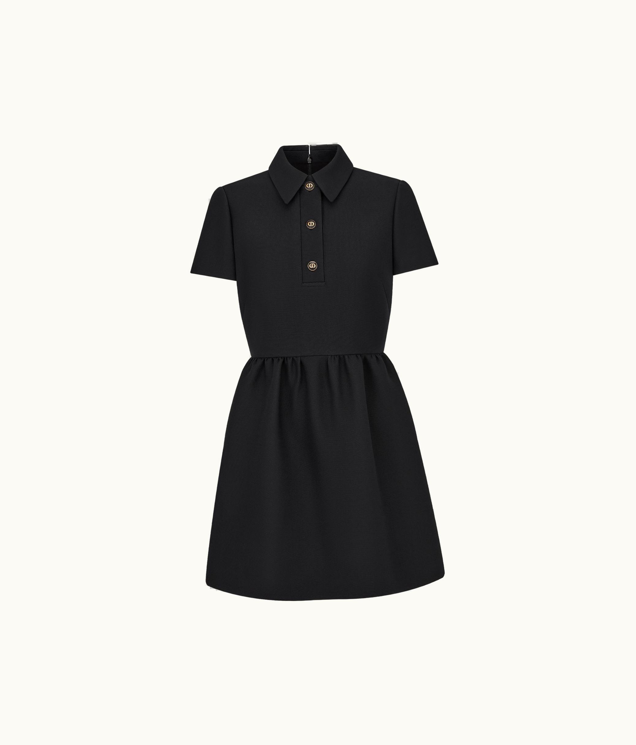 Dior Dior Fitted Dress With 'CD' Buttons - Black Wool And Silk