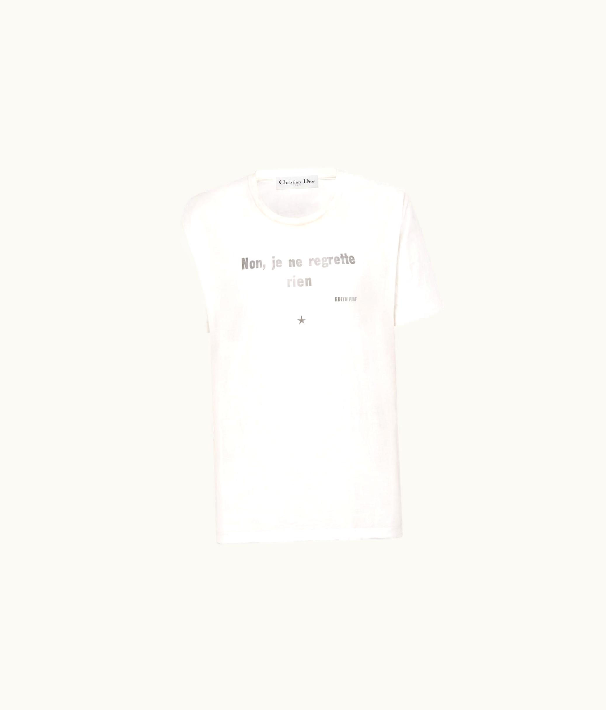 Dior Dior 'Non Je Ne Regrette Rien' T-Shirt - White Technical Cotton Jersey With Crinkled Effect