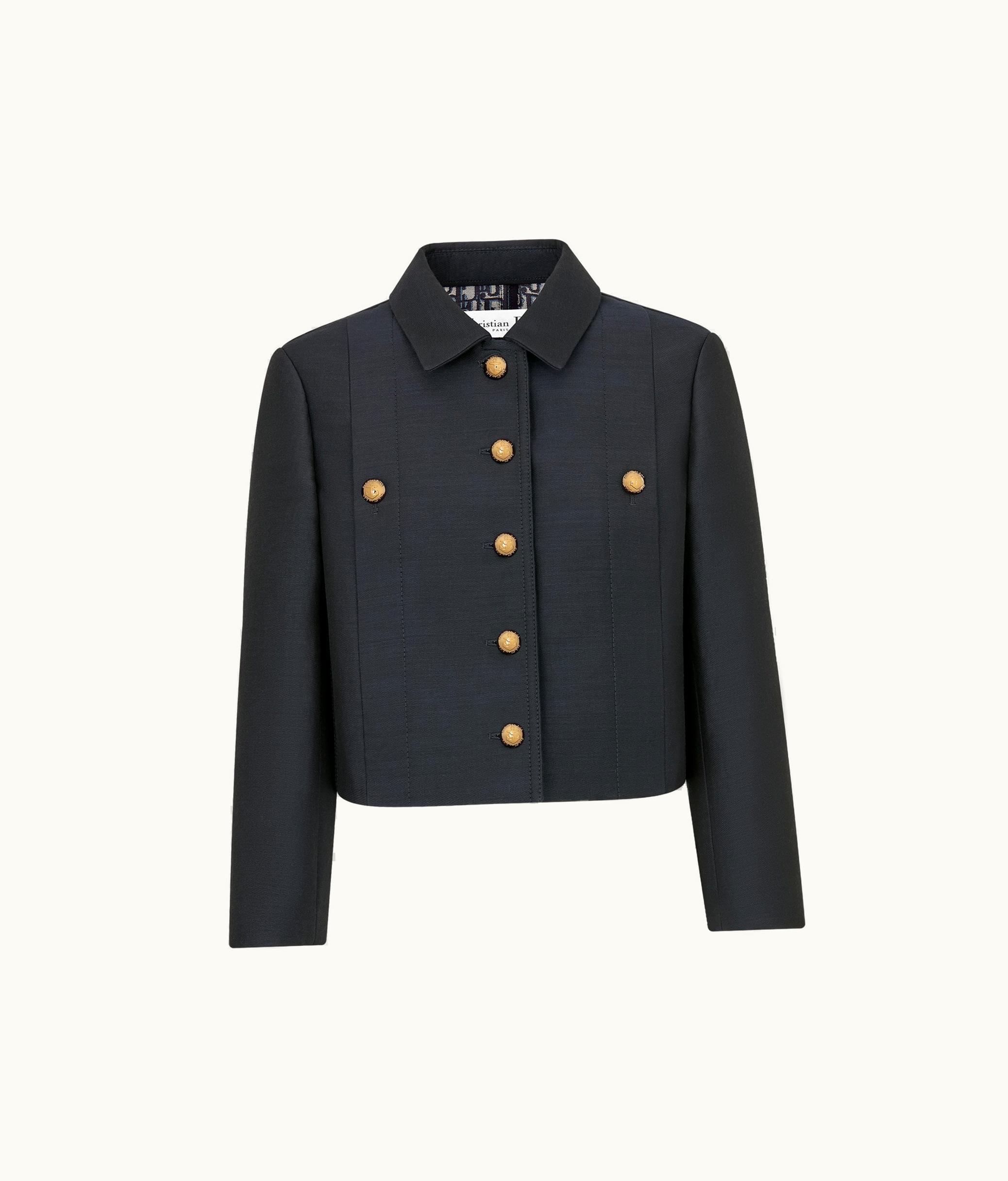 Dior Dior Cropped Jacket - Navy Blue Wool And Silk