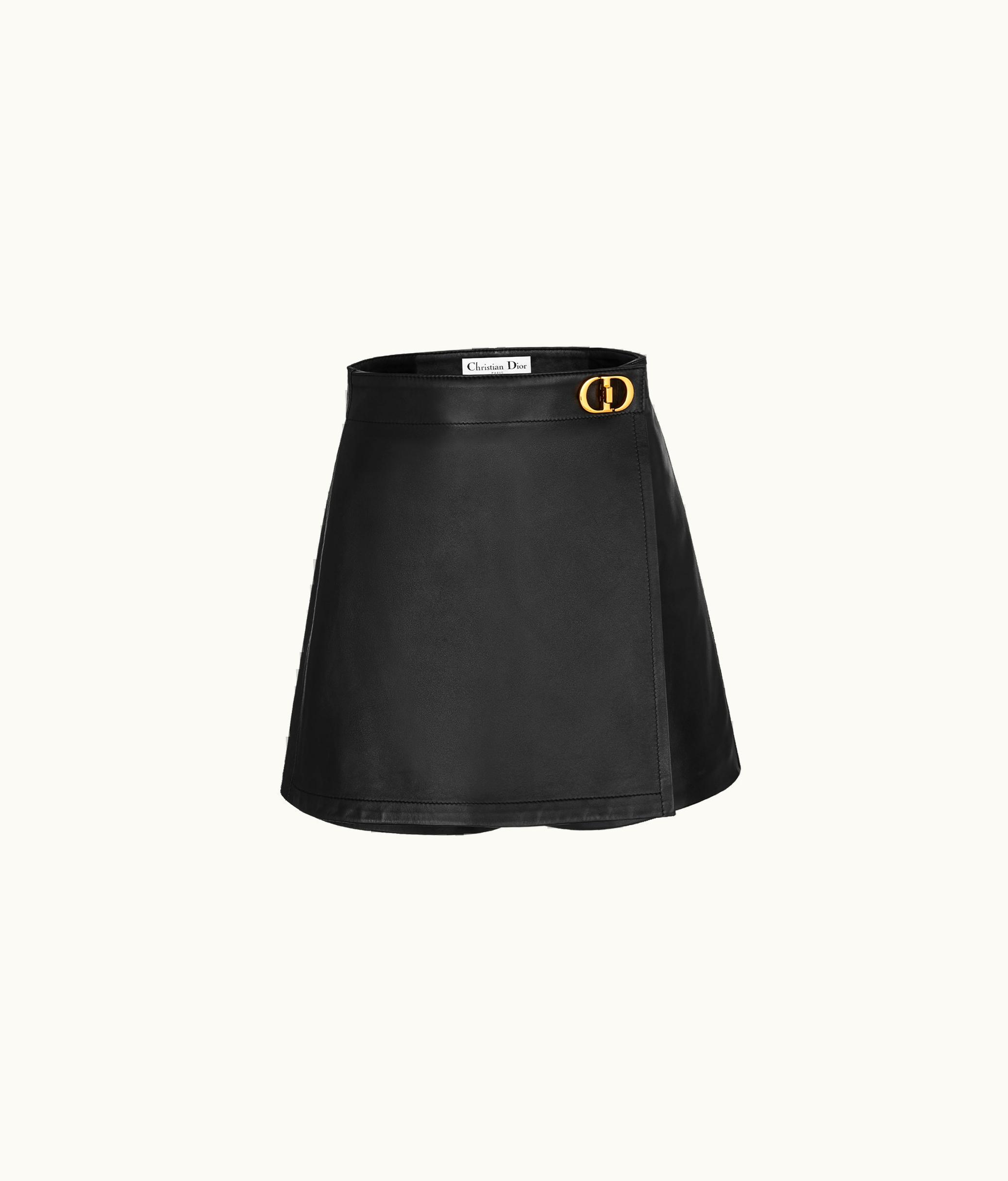 Dior Dior Skort With 'CD' Buckle - Black Lambskin