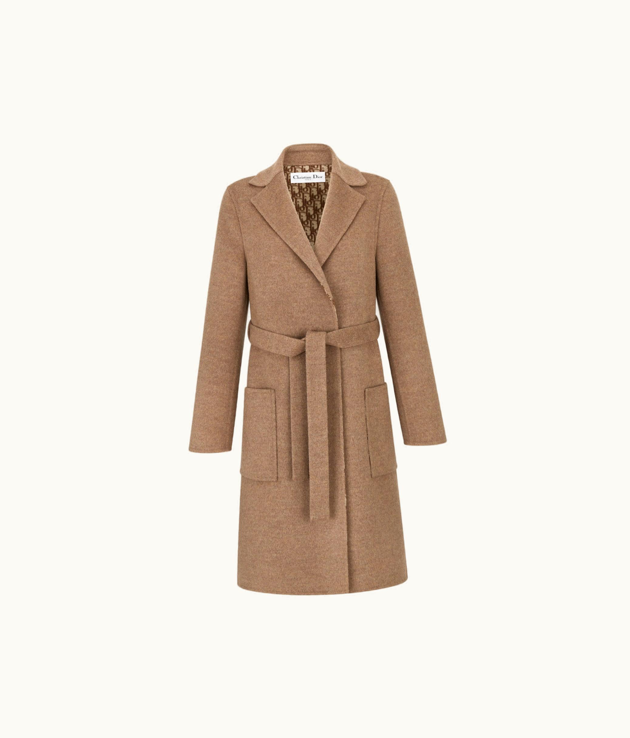 Dior Coat With Belt - Brown Double-Sided Virgin Wool With Dior Oblique Interior
